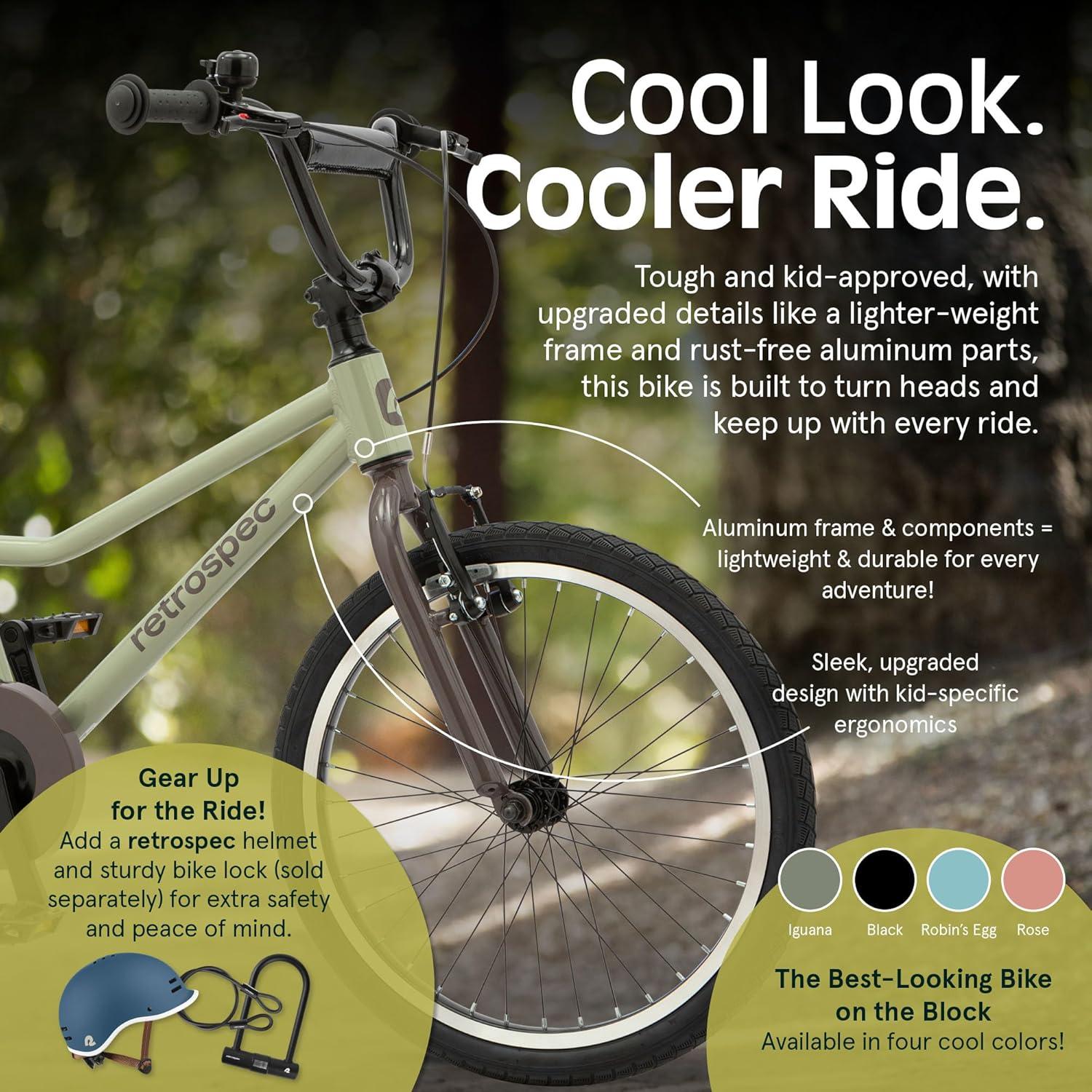 Retrospec Koda Plus Kids Bike for Boys & Girls Ages 6-8 Years – 20″ Children’s Bicycle, Adjustable Seat & Handlebars(Iguana)