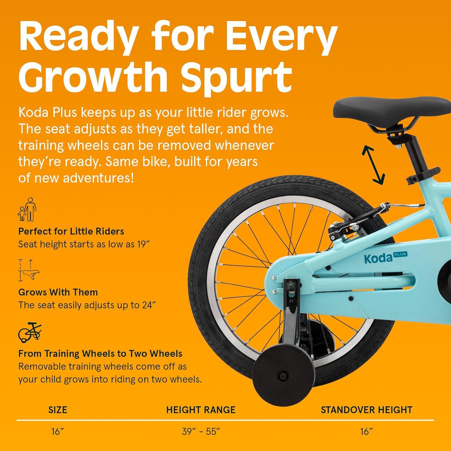 Retrospec Koda Plus Kids Bike for Boys & Girls Ages 4-6 Years – 16″ Children’s Bicycle, Adjustable Seat & Handlebars(Robins Egg)