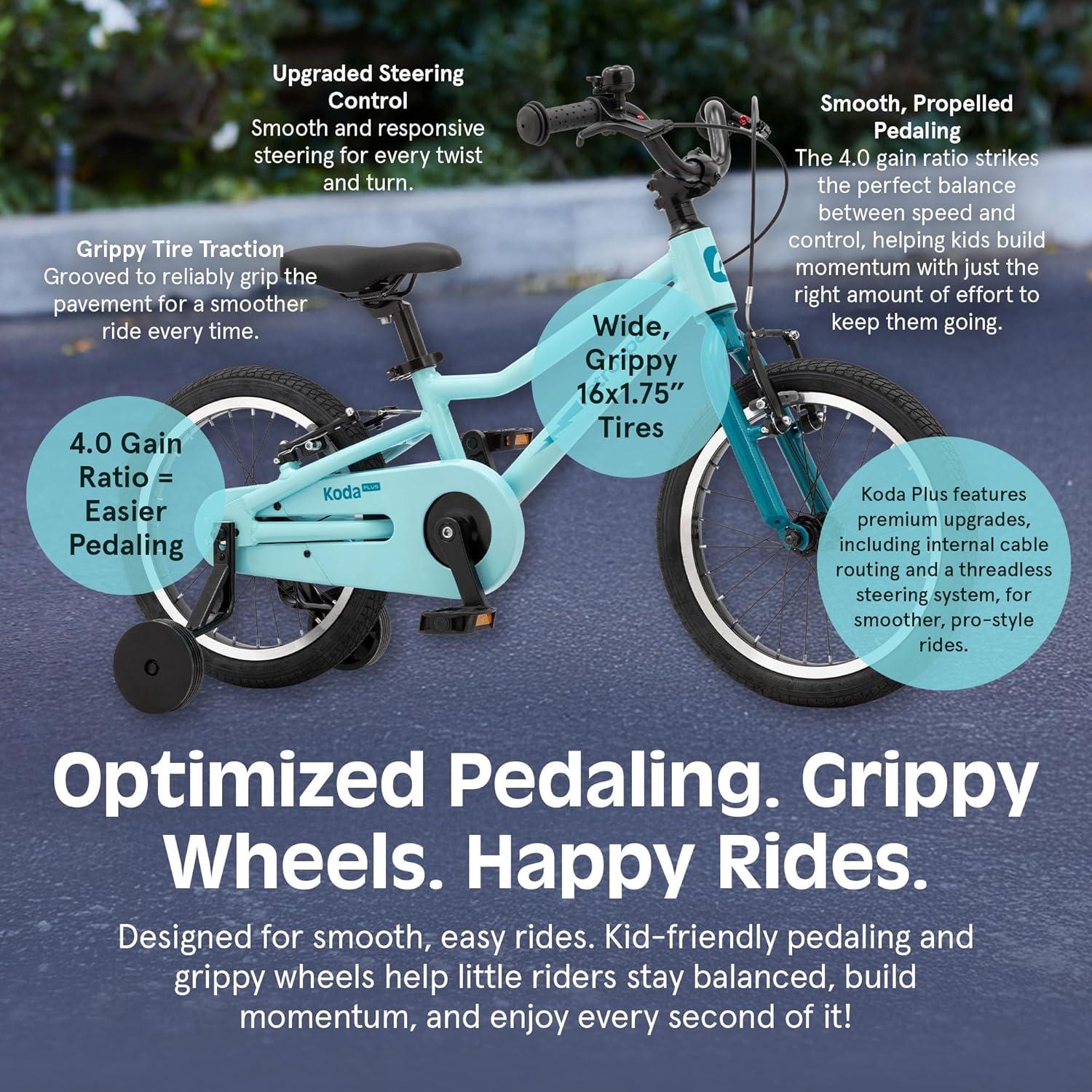 Retrospec Koda Plus Kids Bike for Boys & Girls Ages 4-6 Years – 16″ Children’s Bicycle, Adjustable Seat & Handlebars(Robins Egg)