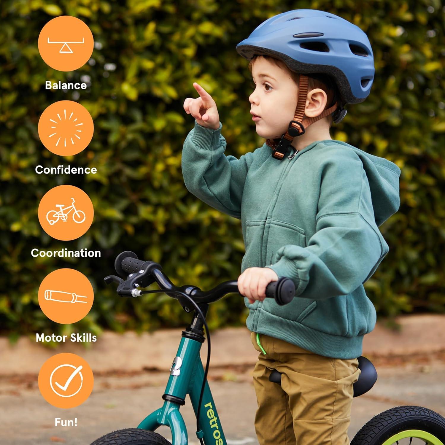 Retrospec Cub Plus Toddler Balance Bike for Boys & Girls Ages 18 Months – 4 Years No Pedals with Lightweight Frame and Adjustable V-Brake, Seat and Handlebar for Kids(Cypress Blue)