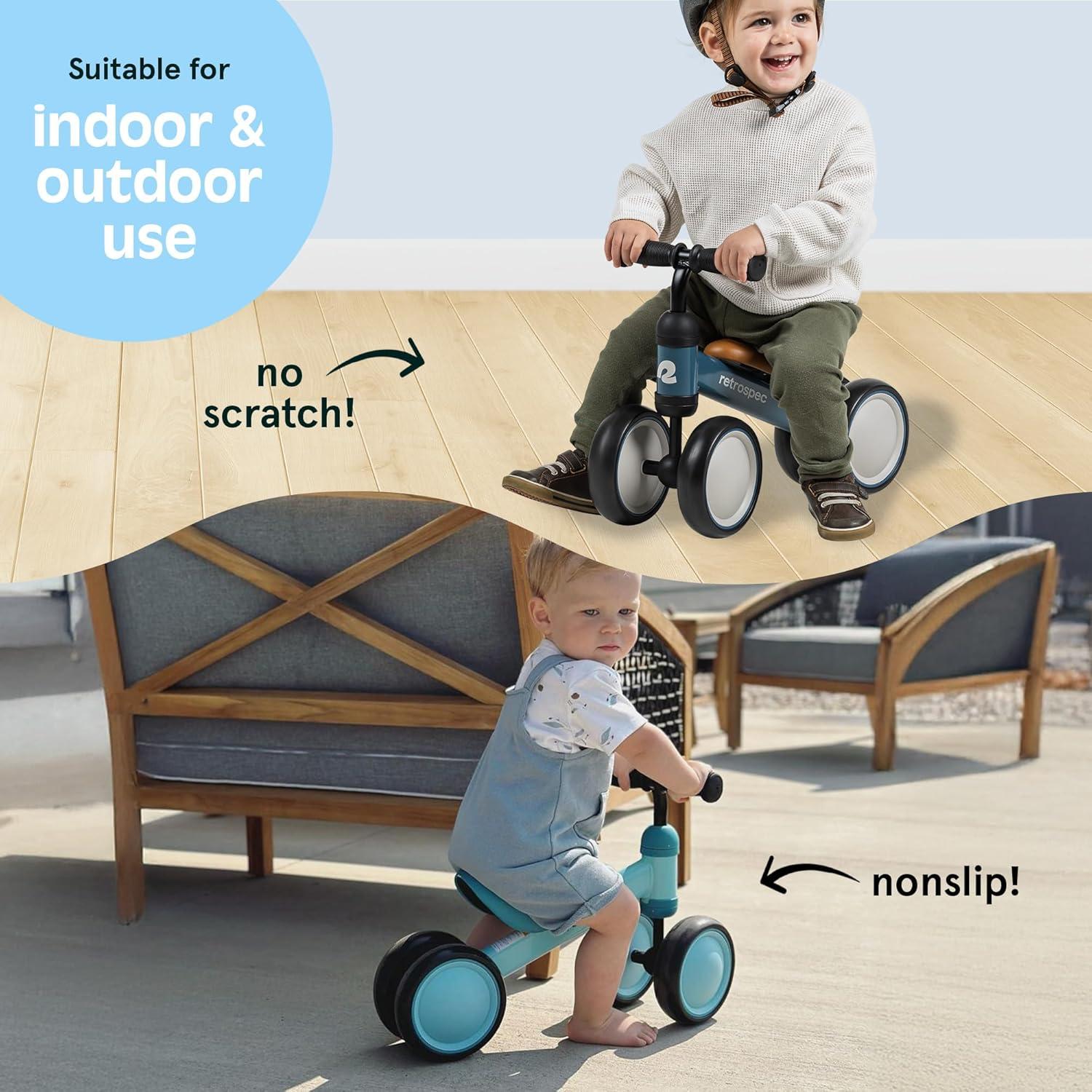 Retrospec Cricket Baby Balance Bike, 4-Wheel Ride-On Toy for Ages 12-24 Months – First Bike & Toddler Bike for 1 Year Old Boys & Girls, First Birthday Gift(Sunflower)