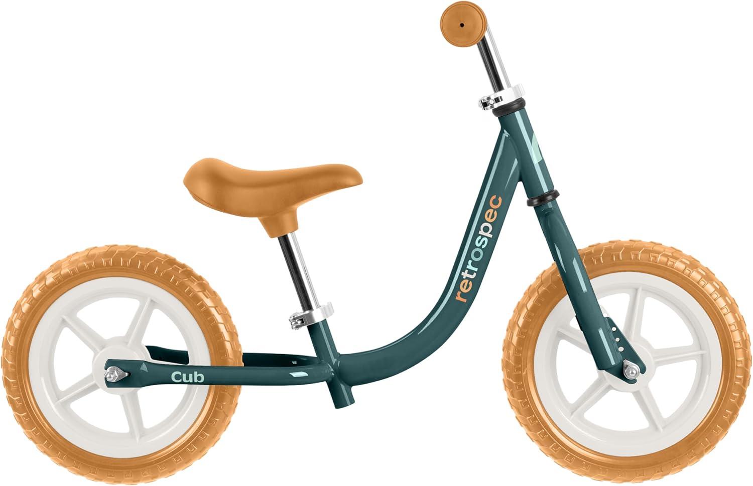 Retrospec Cub Toddler Balance Bike for Ages 18 Months – 3 Years – 12in No-Pedal Beginner Bicycle with Adjustable Seat, Puncture-Proof Tires & Safe Low Frame Design(Rainforest)