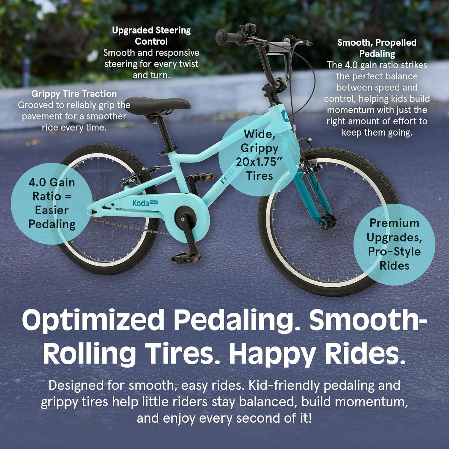 Retrospec Koda Plus Kids Bike for Boys & Girls Ages 6-8 Years – 20″ Children’s Bicycle, Adjustable Seat & Handlebars(Robins Egg)