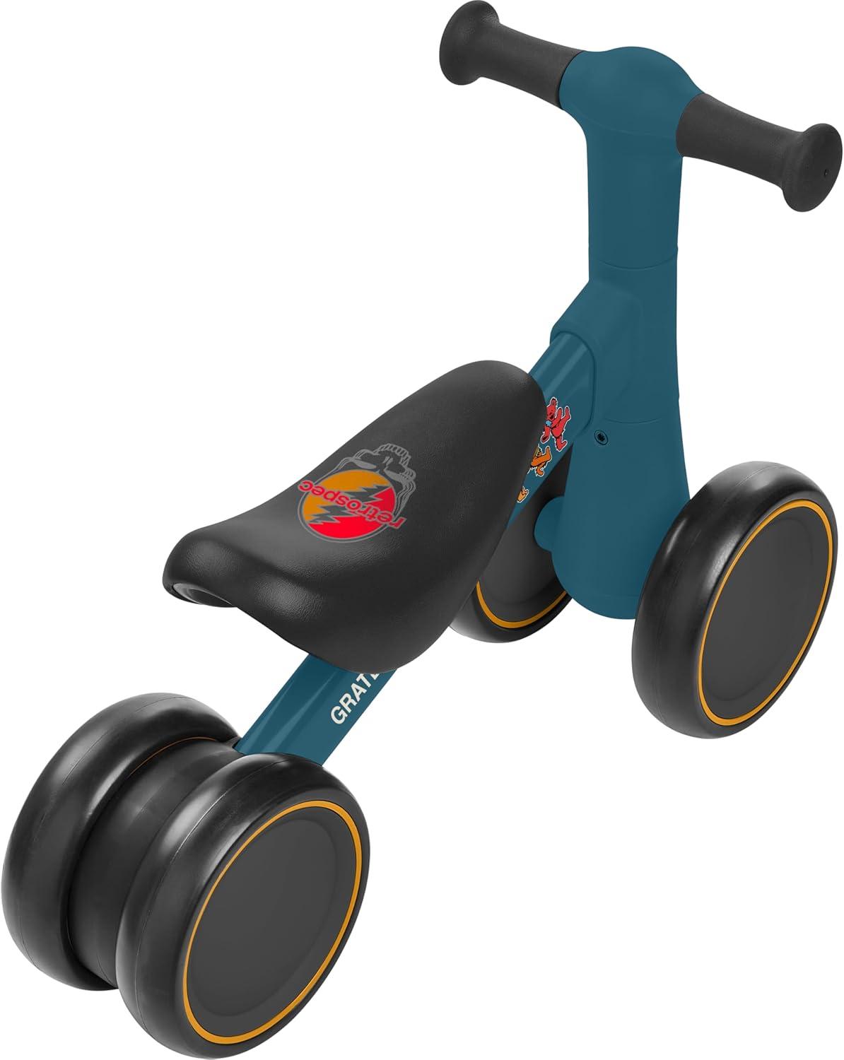 Retrospec Cricket 2 Baby Walker Balance Bike with 4 Wheels – Safe Learning Toy for Ages 12-24 Months – Scratch-Resistant Indoor Outdoor Toddler Riding Toy with Steering Limit & Soft Grips(Grateful Dead)