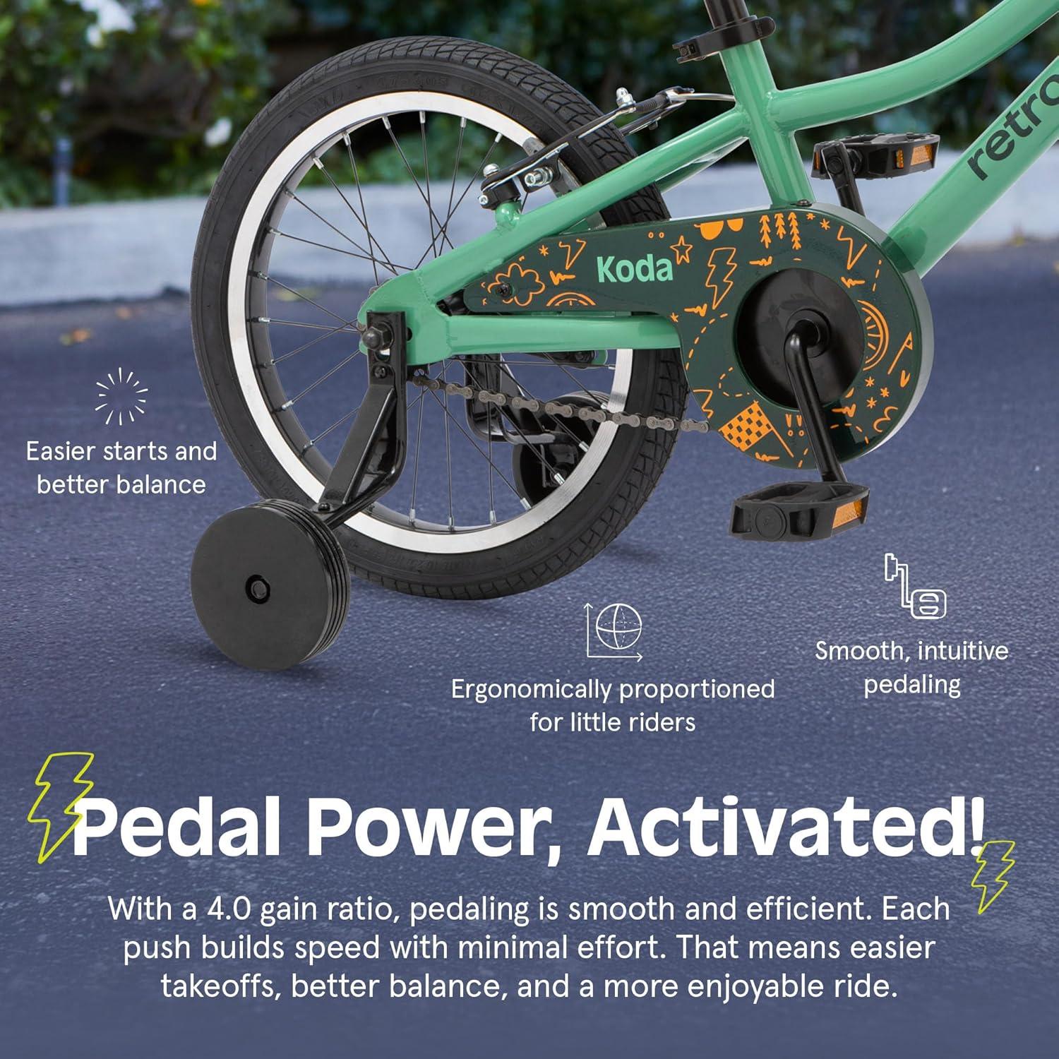 Retrospec Koda Plus Kids Bike for Boys & Girls Ages 4-6 Years – 16″ Children’s Bicycle, Adjustable Seat & Handlebars(Mantis)