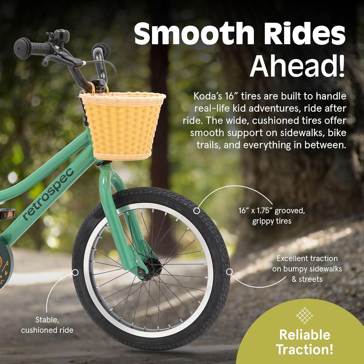 Retrospec Koda Plus Kids Bike for Boys & Girls Ages 4-6 Years – 16″ Children’s Bicycle, Adjustable Seat & Handlebars(Mantis)