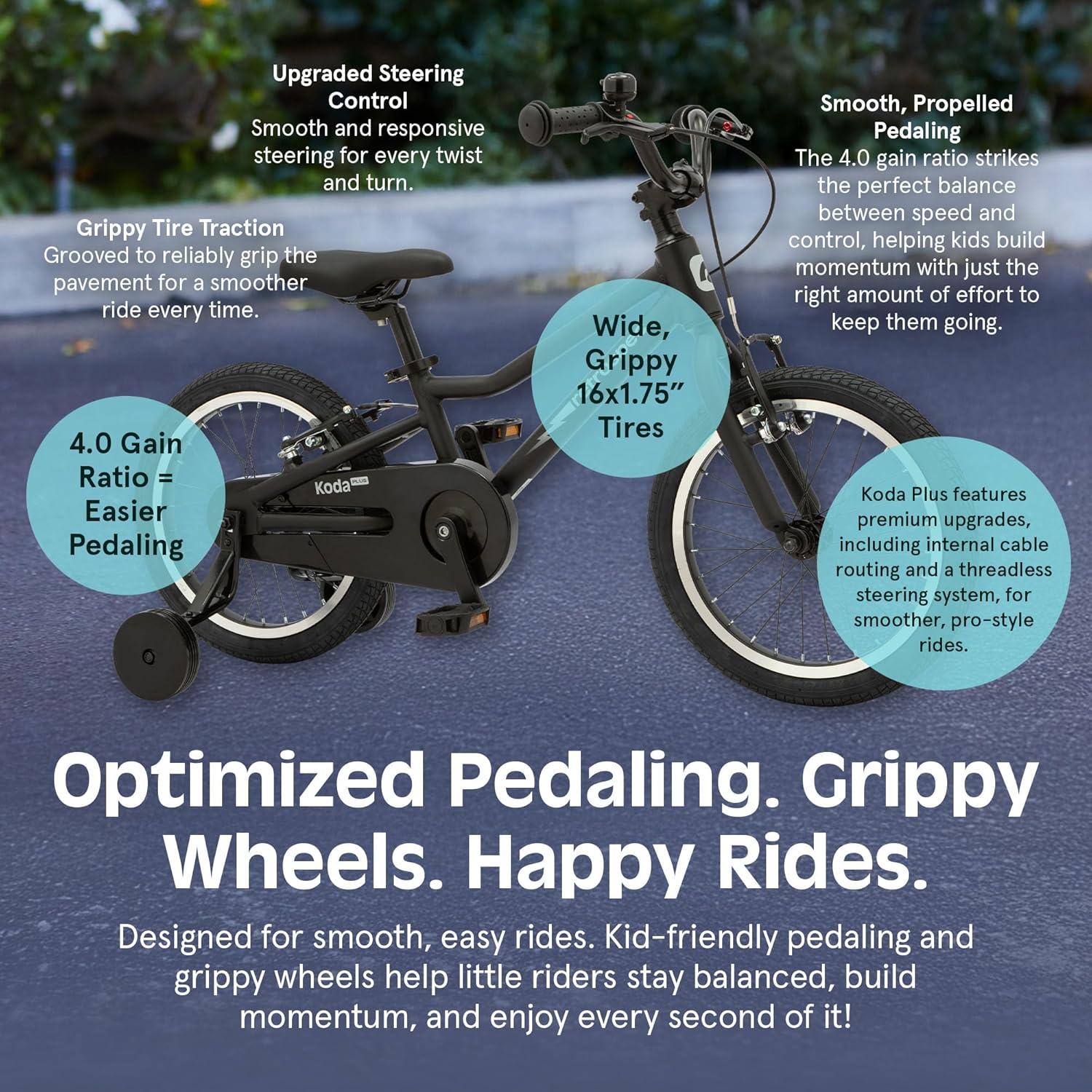 Retrospec Koda Plus Kids Bike for Boys & Girls Ages 4-6 Years – 16″ Children’s Bicycle, Adjustable Seat & Handlebars(Matte Black)