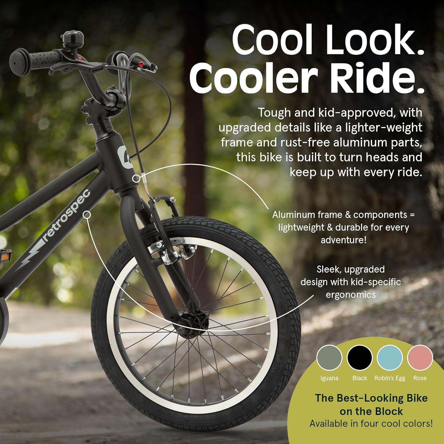 Retrospec Koda Plus Kids Bike for Boys & Girls Ages 4-6 Years – 16″ Children’s Bicycle, Adjustable Seat & Handlebars(Matte Black)