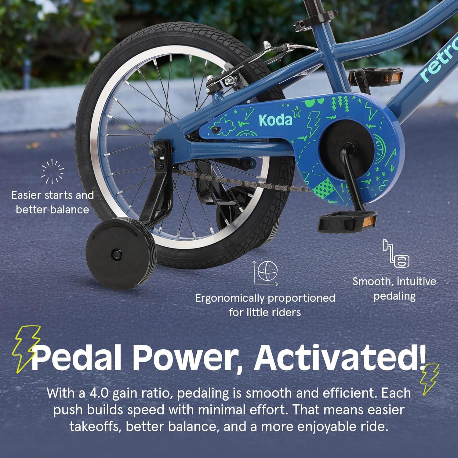 Retrospec Koda Plus Kids Bike for Boys & Girls Ages 4-6 Years – 16″ Children’s Bicycle, Adjustable Seat & Handlebars(Blue Bolt)