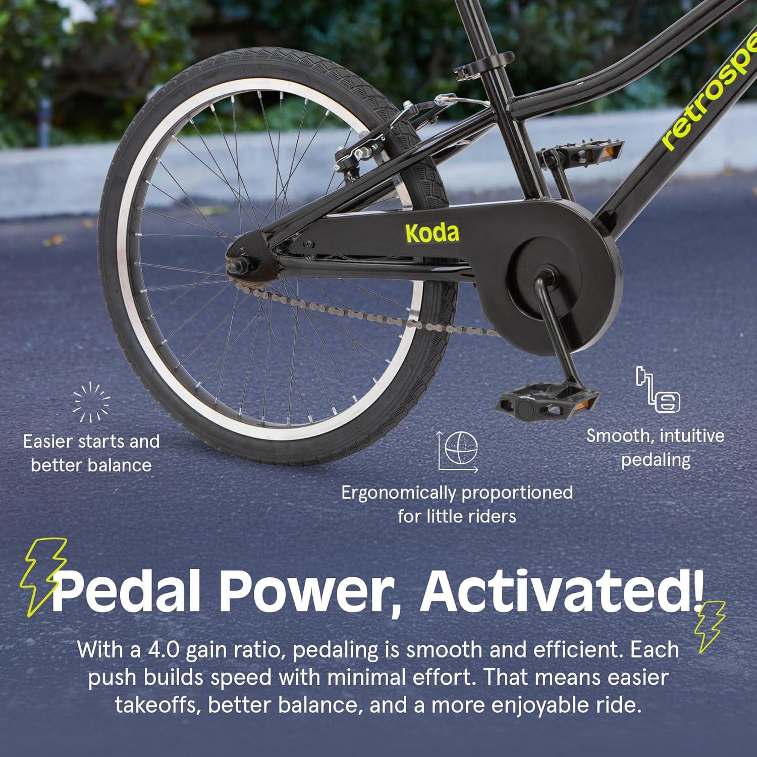 Retrospec Koda Plus Kids Bike for Boys & Girls Ages 6-8 Years – 20″ Children’s Bicycle, Adjustable Seat & Handlebars(Black Neon)