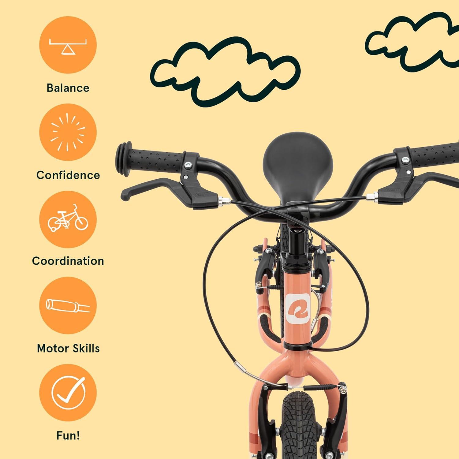 Retrospec Cub Plus XL Kids Balance Bike – 14in Outdoor Toddler Bike with Adjustable Height 15-21in – Lightweight Aluminum Frame & Hand Brakes for Ages 4-6 – Training with Air Tires(Rose)