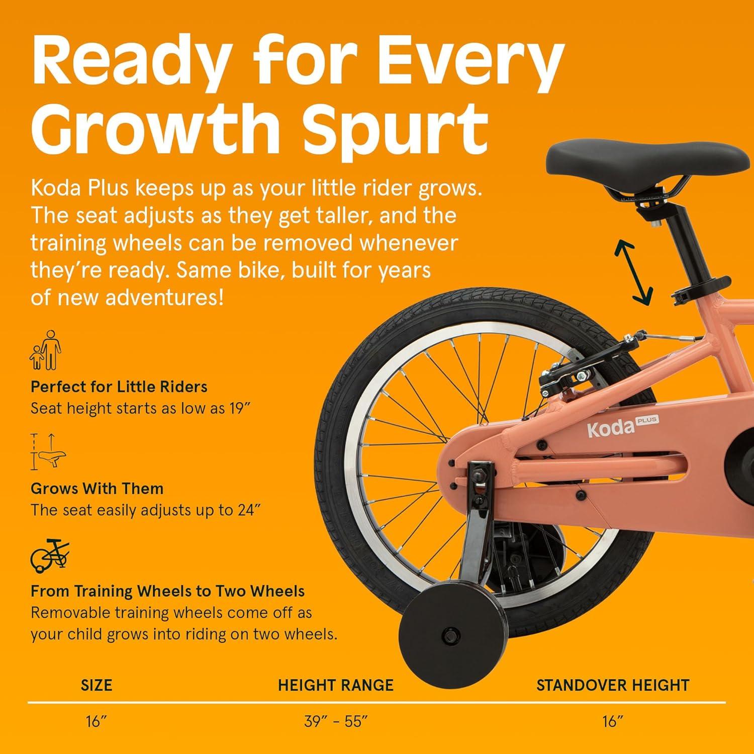 Retrospec Koda Plus Kids Bike for Boys & Girls Ages 4-6 Years – 16″ Children’s Bicycle, Adjustable Seat & Handlebars(Rose)
