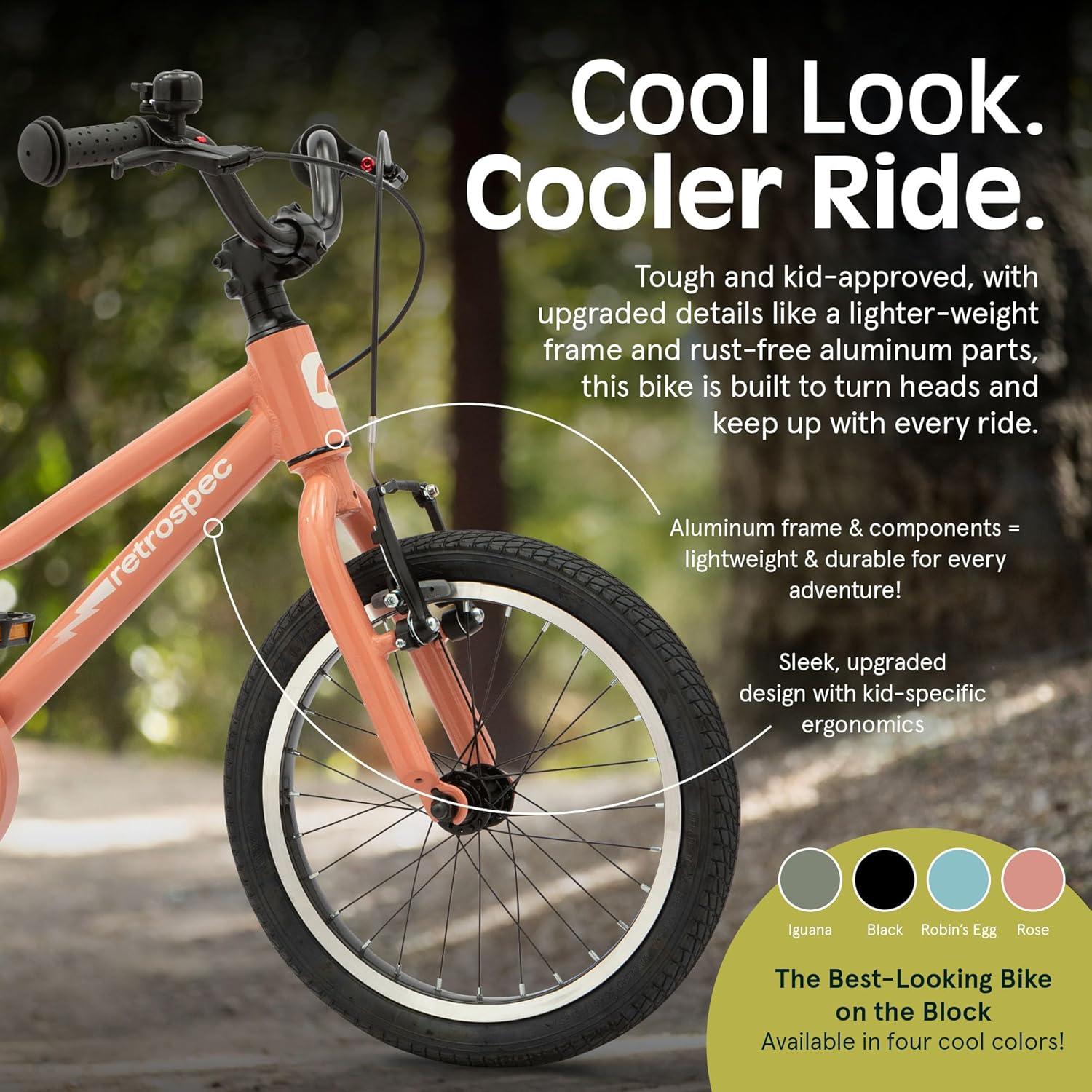Retrospec Koda Plus Kids Bike for Boys & Girls Ages 4-6 Years – 16″ Children’s Bicycle, Adjustable Seat & Handlebars(Rose)