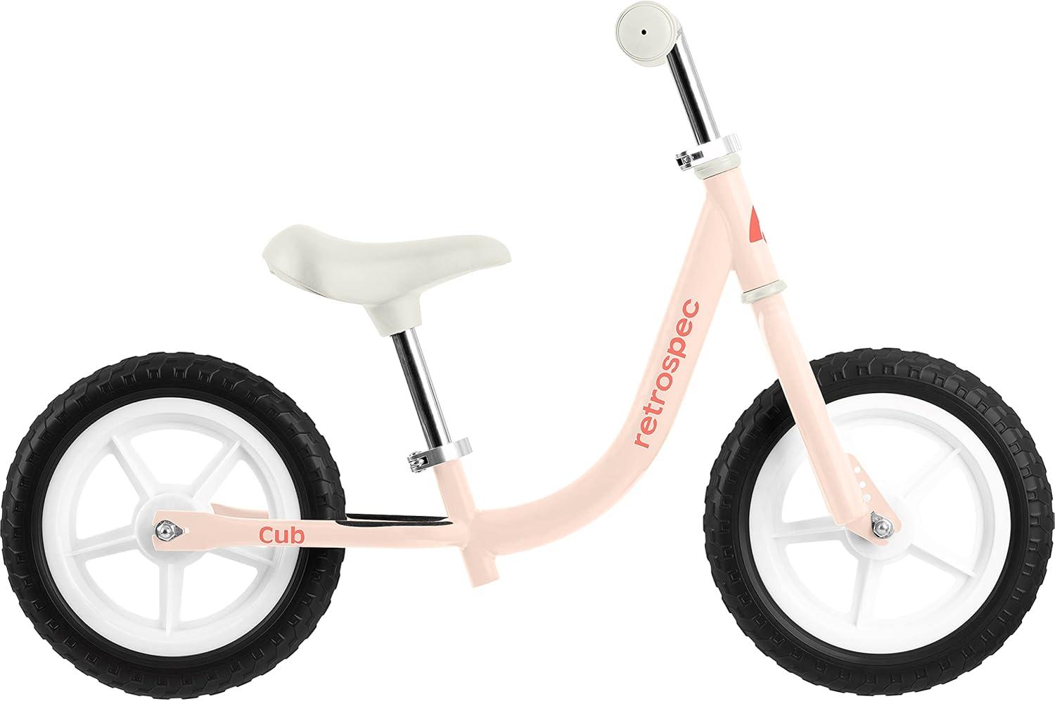 Retrospec Cub Toddler Balance Bike for Ages 18 Months – 3 Years – 12in No-Pedal Beginner Bicycle with Adjustable Seat, Puncture-Proof Tires & Safe Low Frame Design(Blush)