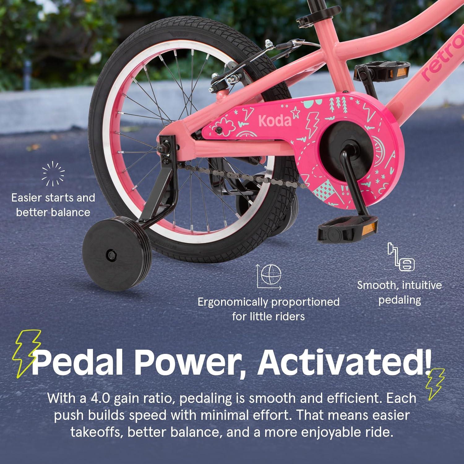 Retrospec Koda Plus Kids Bike for Boys & Girls Ages 4-6 Years – 16″ Children’s Bicycle, Adjustable Seat & Handlebars(Cotton Candy)
