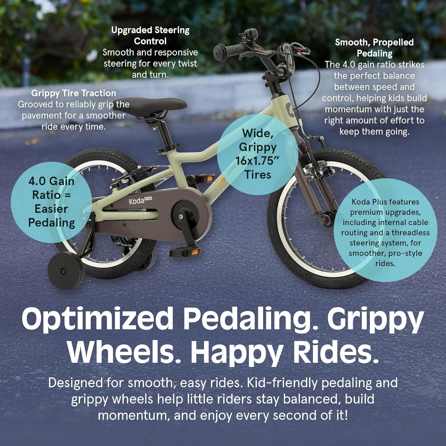 Retrospec Koda Plus Kids Bike for Boys & Girls Ages 4-6 Years – 16″ Children’s Bicycle, Adjustable Seat & Handlebars(Iguana)