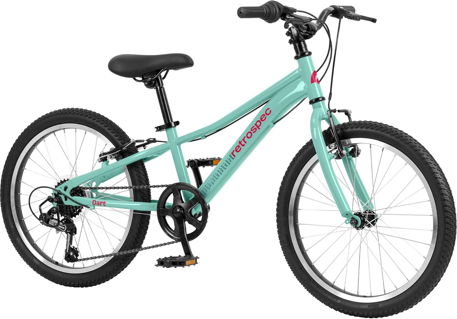 Retrospec Dart 20 & 24 Inch Kids Bike – 7-Speed Hybrid Bicycle for Ages 6-11 with 29in All-Season Tires & Shock Absorption – Adjustable Height Youth Bike with V-Brakes & Smooth Gear Shifting(Seafoam)