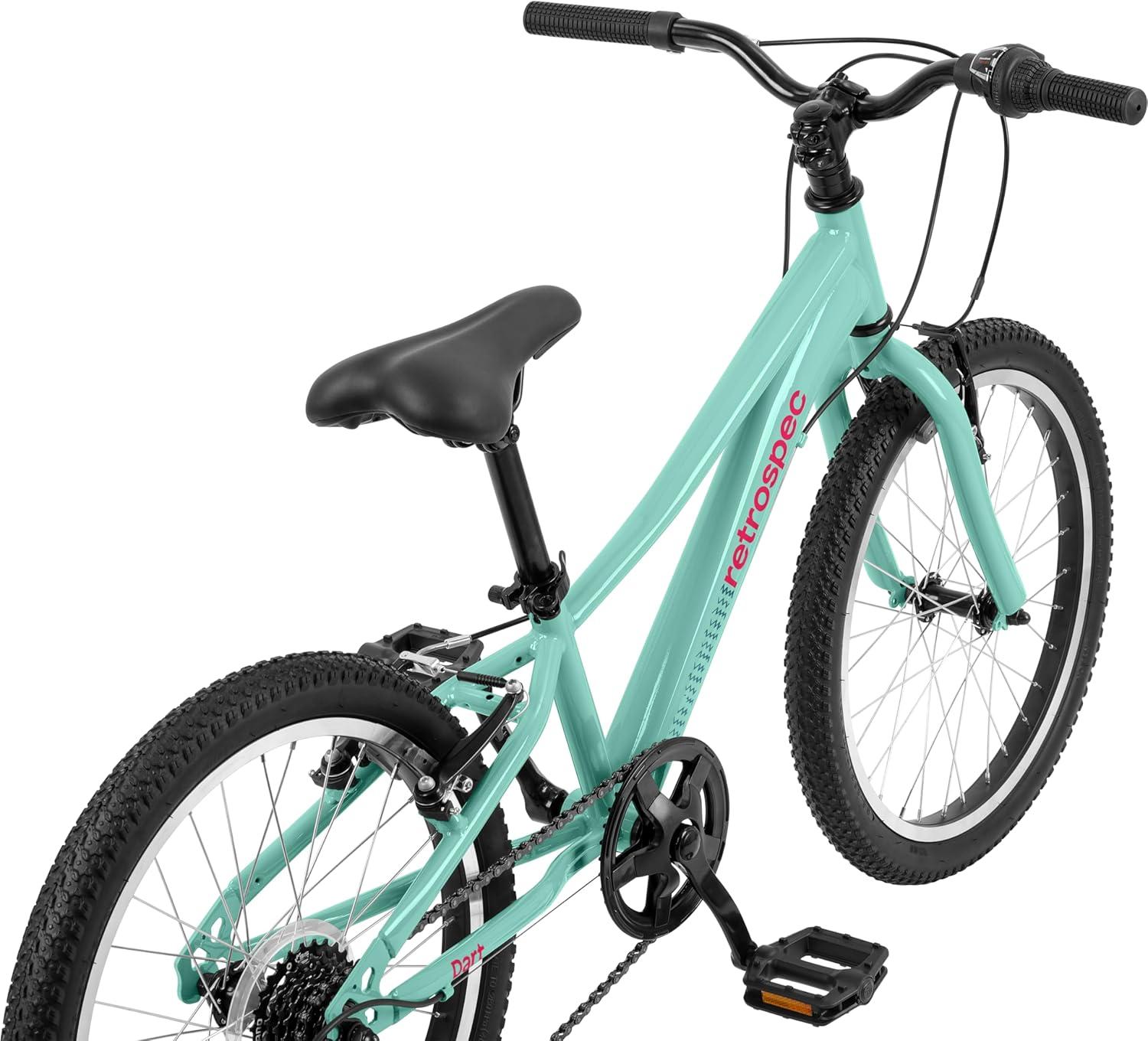 Retrospec Dart 20 & 24 Inch Kids Bike – 7-Speed Hybrid Bicycle for Ages 6-11 with 29in All-Season Tires & Shock Absorption – Adjustable Height Youth Bike with V-Brakes & Smooth Gear Shifting(Seafoam)