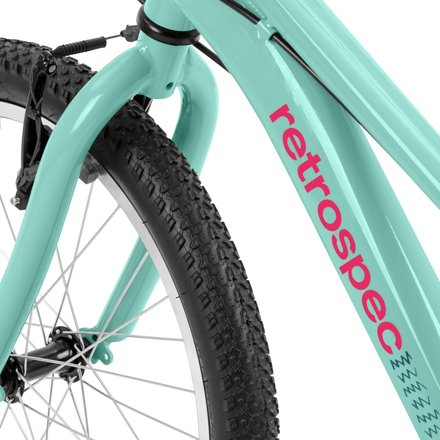 Retrospec Dart 20 & 24 Inch Kids Bike – 7-Speed Hybrid Bicycle for Ages 6-11 with 29in All-Season Tires & Shock Absorption – Adjustable Height Youth Bike with V-Brakes & Smooth Gear Shifting(Seafoam)
