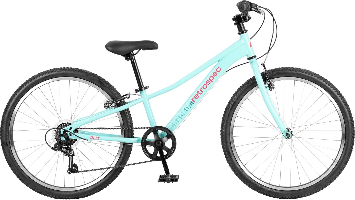 Retrospec Dart 20 & 24 Inch Kids Bike – 7-Speed Hybrid Bicycle for Ages 6-11 with 29in All-Season Tires & Shock Absorption – Adjustable Height Youth Bike with V-Brakes & Smooth Gear Shifting(Seafoam)