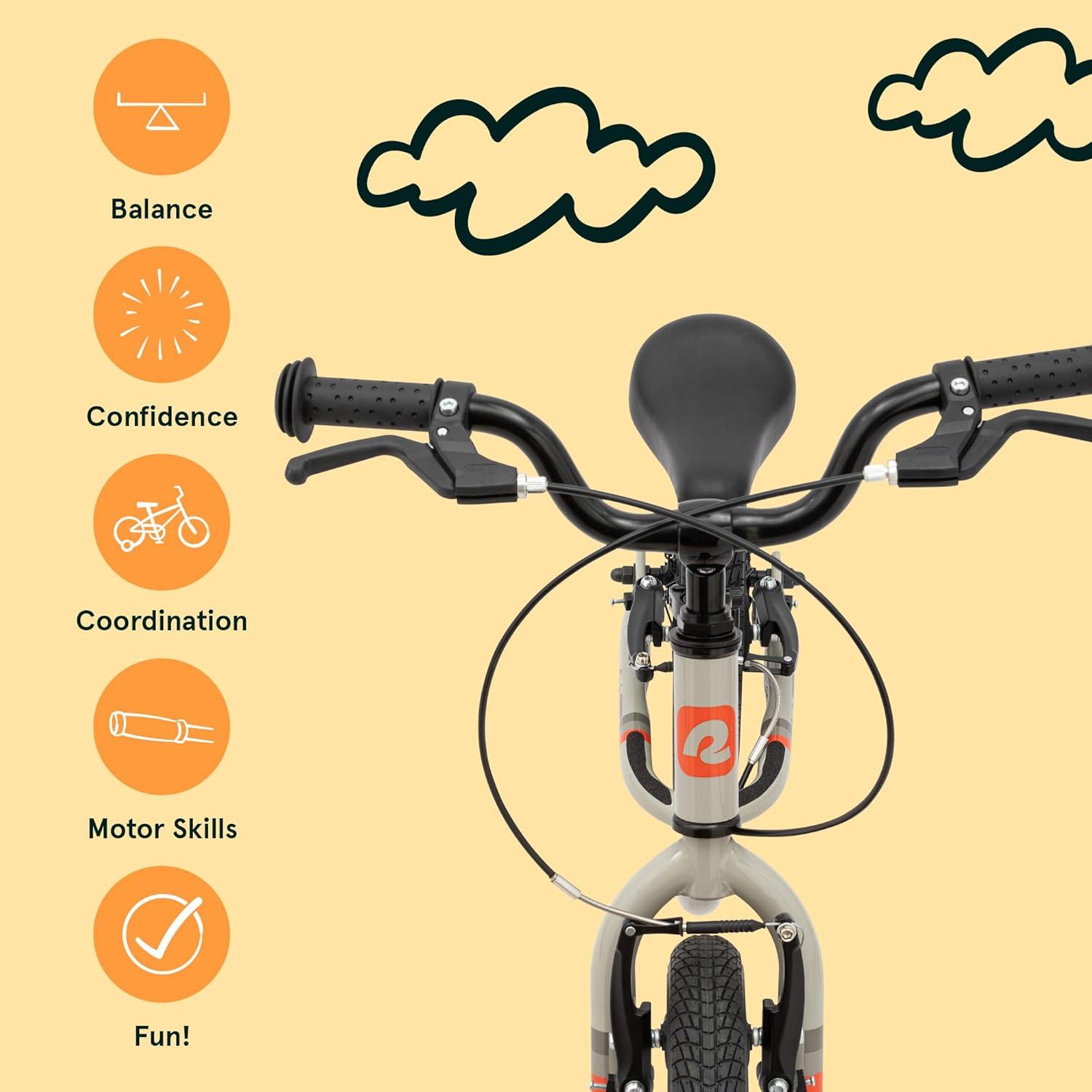 Retrospec Cub Plus XL Kids Balance Bike – 14in Outdoor Toddler Bike with Adjustable Height 15-21in – Lightweight Aluminum Frame & Hand Brakes for Ages 4-6 – Training with Air Tires(Tungsten)