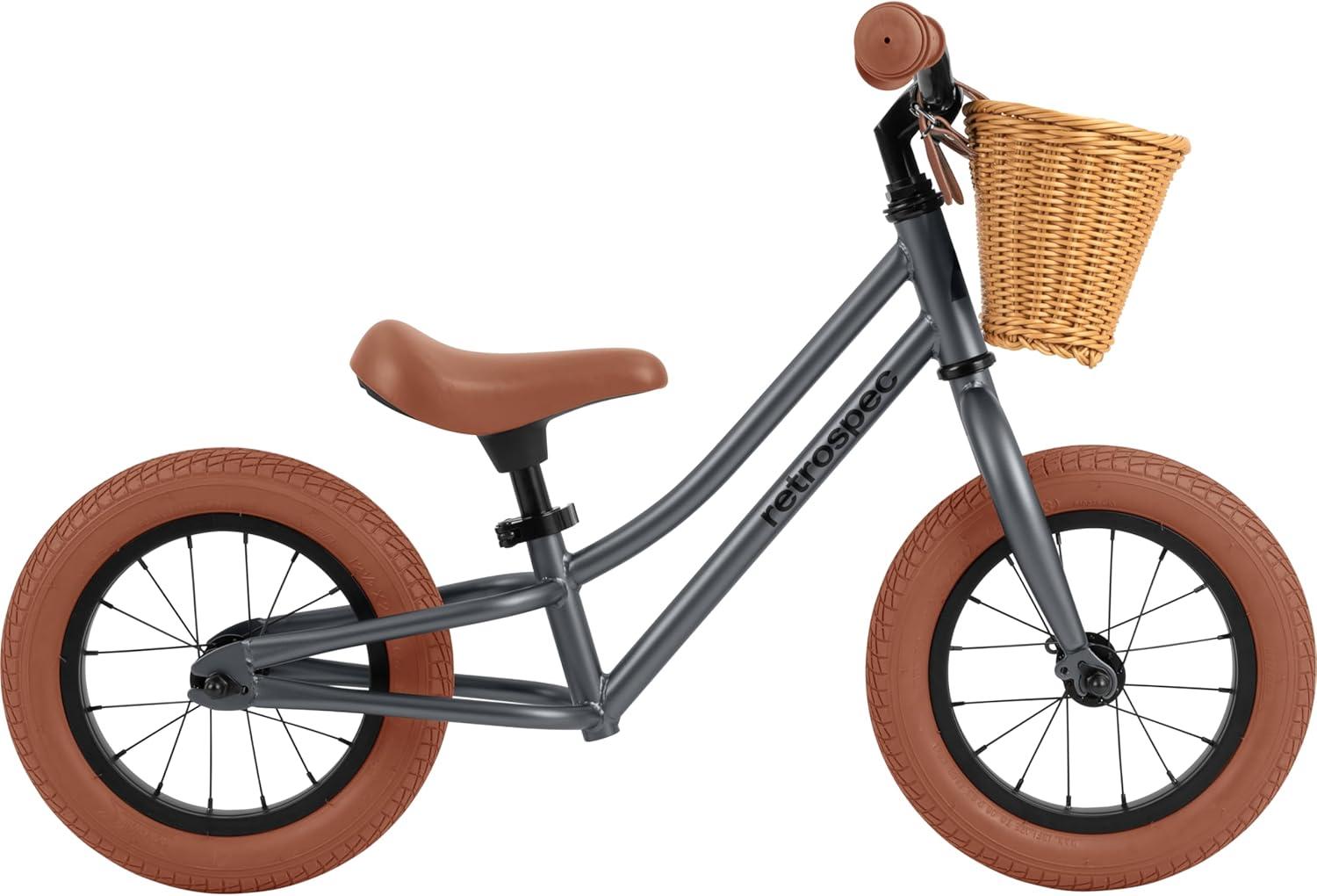 Retrospec Baby Beaumont Kids’ Balance Bike for Toddlers, No Pedals, Cushioning Air Filled Tires for Boys and Girls Ages 18 Months – 3 Years, with Adjustable Seat Height(Graphite)