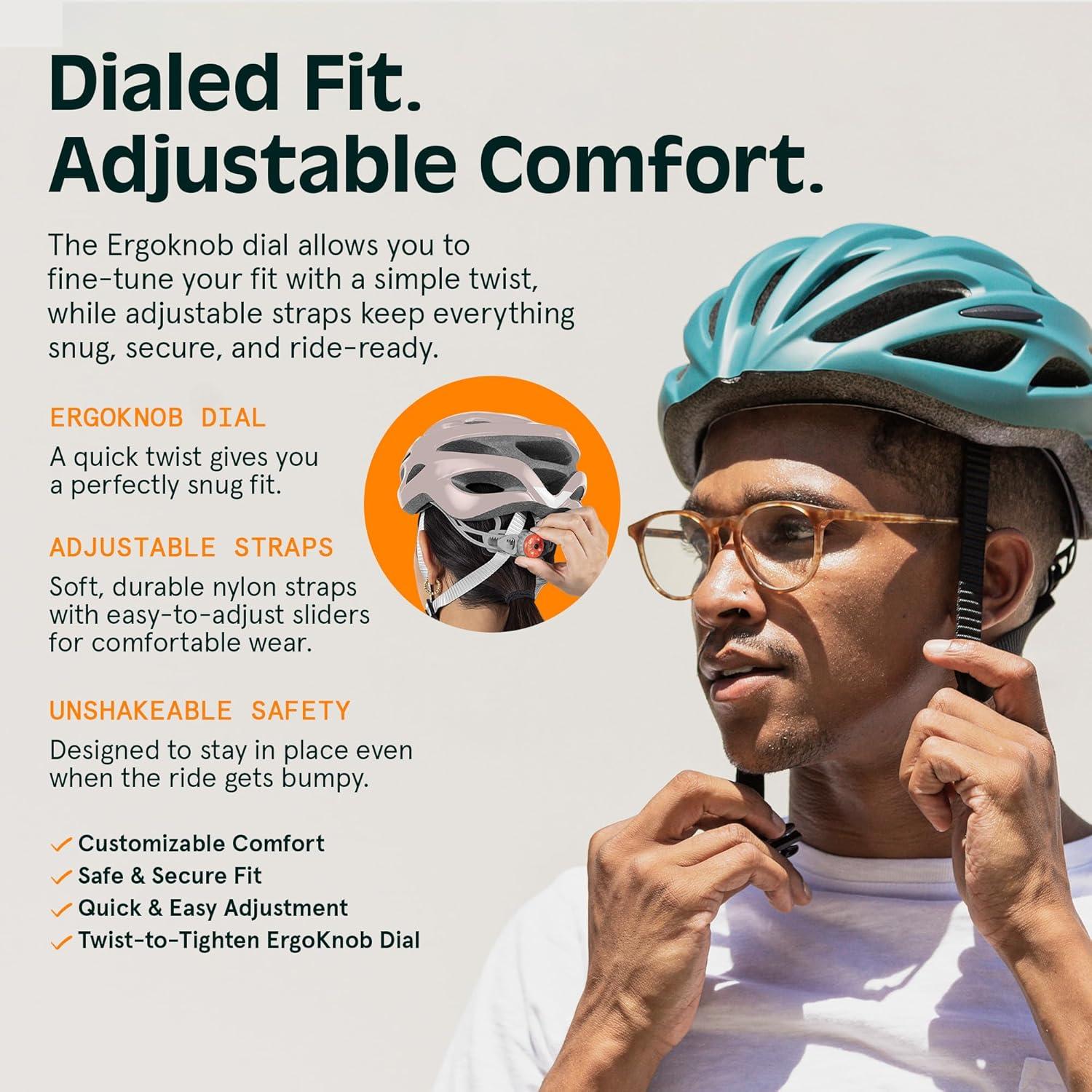 Retrospec Silas Road Bike Helmet with 24 Air Vents & Built-in LED Safety Light – Adjustable Adult Cycling Protection 54-61cm – Padded & Lightweight Design(Matte Desert Rose)