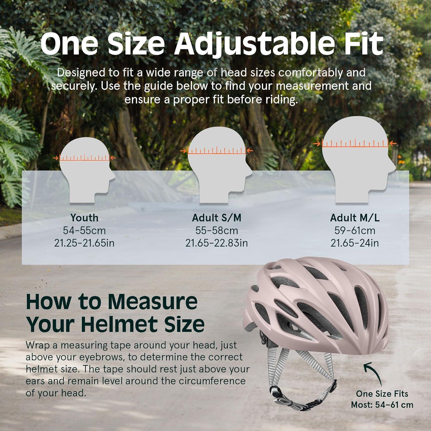 Retrospec Silas Road Bike Helmet with 24 Air Vents & Built-in LED Safety Light – Adjustable Adult Cycling Protection 54-61cm – Padded & Lightweight Design(Matte Desert Rose)