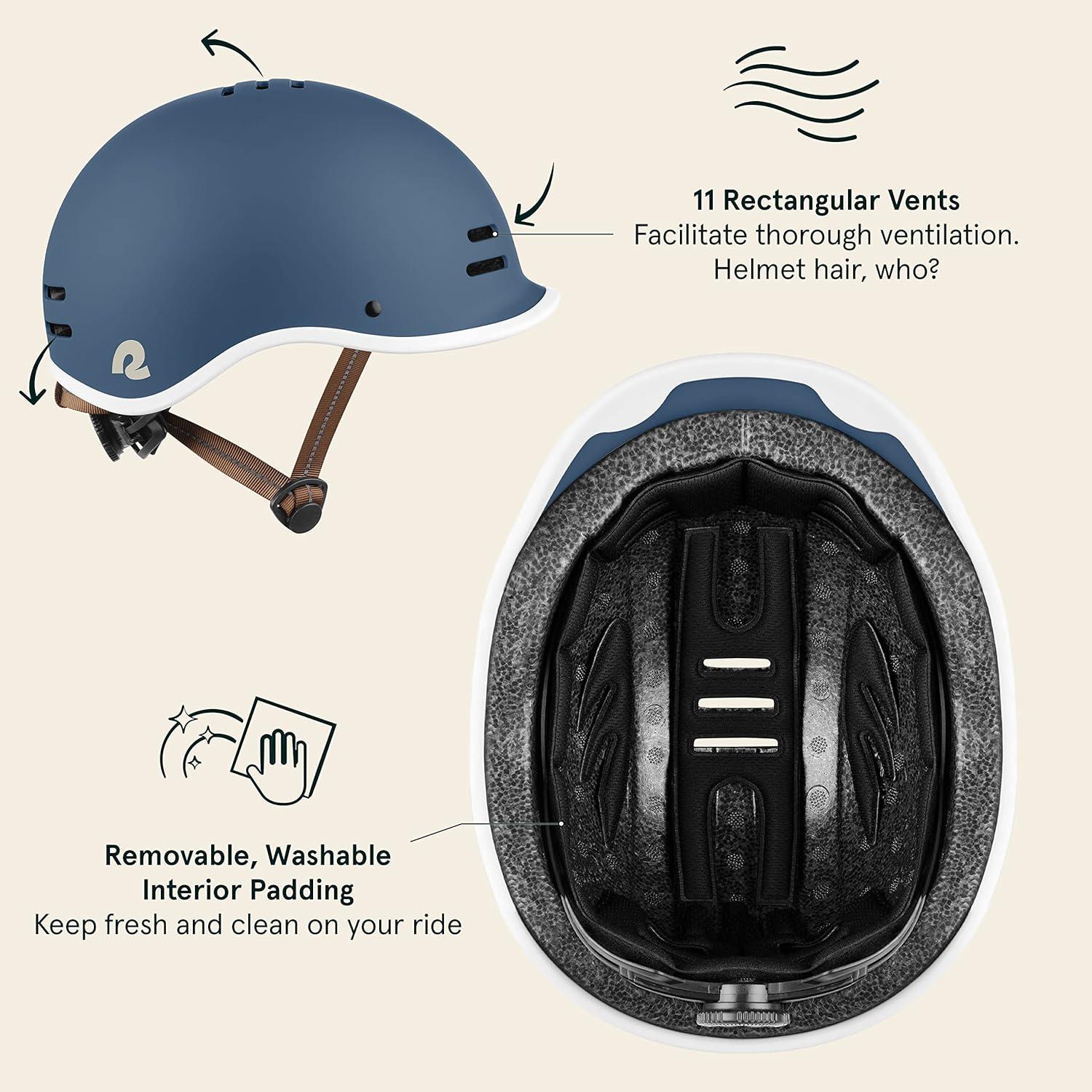 Retrospec Remi Kids Bike Helmet with Built-in Sun Visor – Adjustable Youth & Toddler Safety Gear for Cycling, Skating & Scooters – 11 Air Vents, Washable Padding & Reflective Straps(Matte Navy)