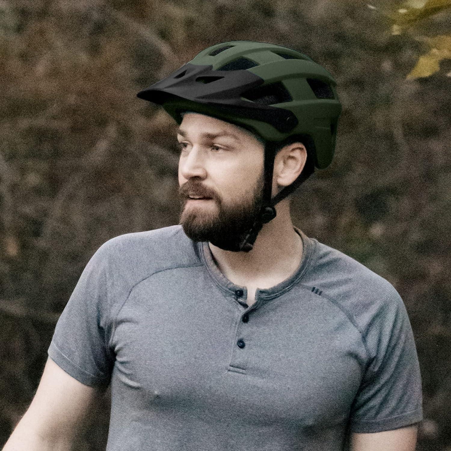 Retrospec Rowan Mountain Bike Helmet with Adjustable ErgoKnob Fit System – 14 Ventilation Ports, Removable Visor & EPS Foam Interior – Lightweight MTB Protection(Matte Forest)
