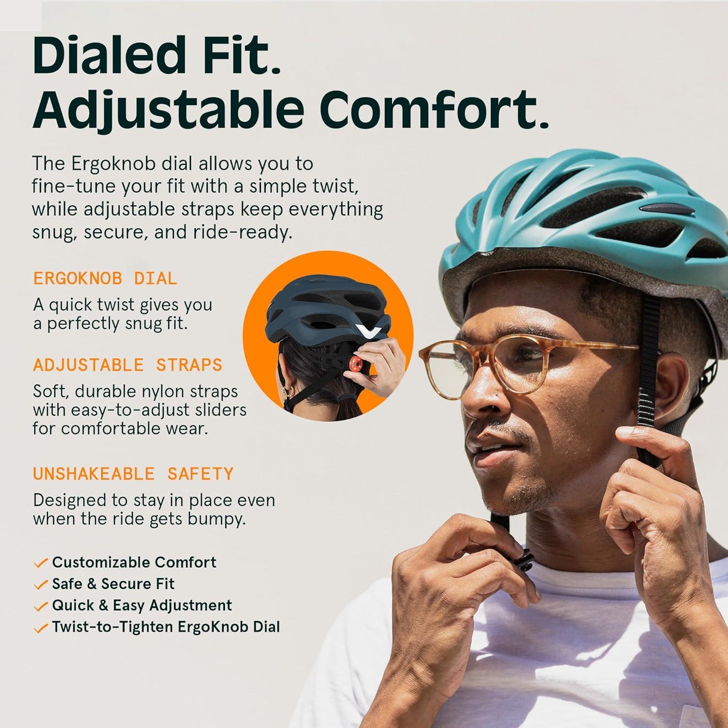 Retrospec Silas Road Bike Helmet with 24 Air Vents & Built-in LED Safety Light – Adjustable Adult Cycling Protection 54-61cm – Padded & Lightweight Design(Matte Graphite)