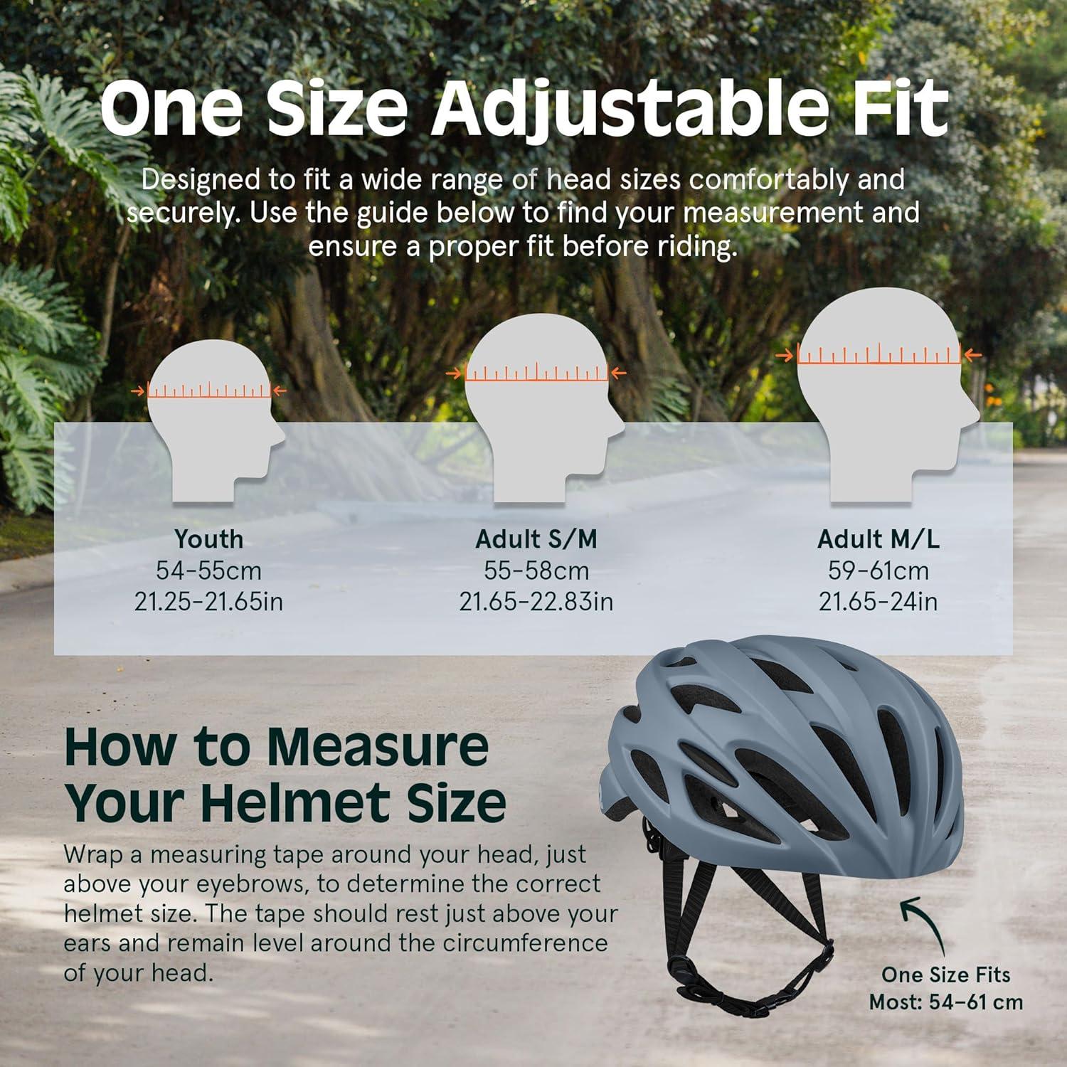 Retrospec Silas Road Bike Helmet with 24 Air Vents & Built-in LED Safety Light – Adjustable Adult Cycling Protection 54-61cm – Padded & Lightweight Design(Matte Graphite)