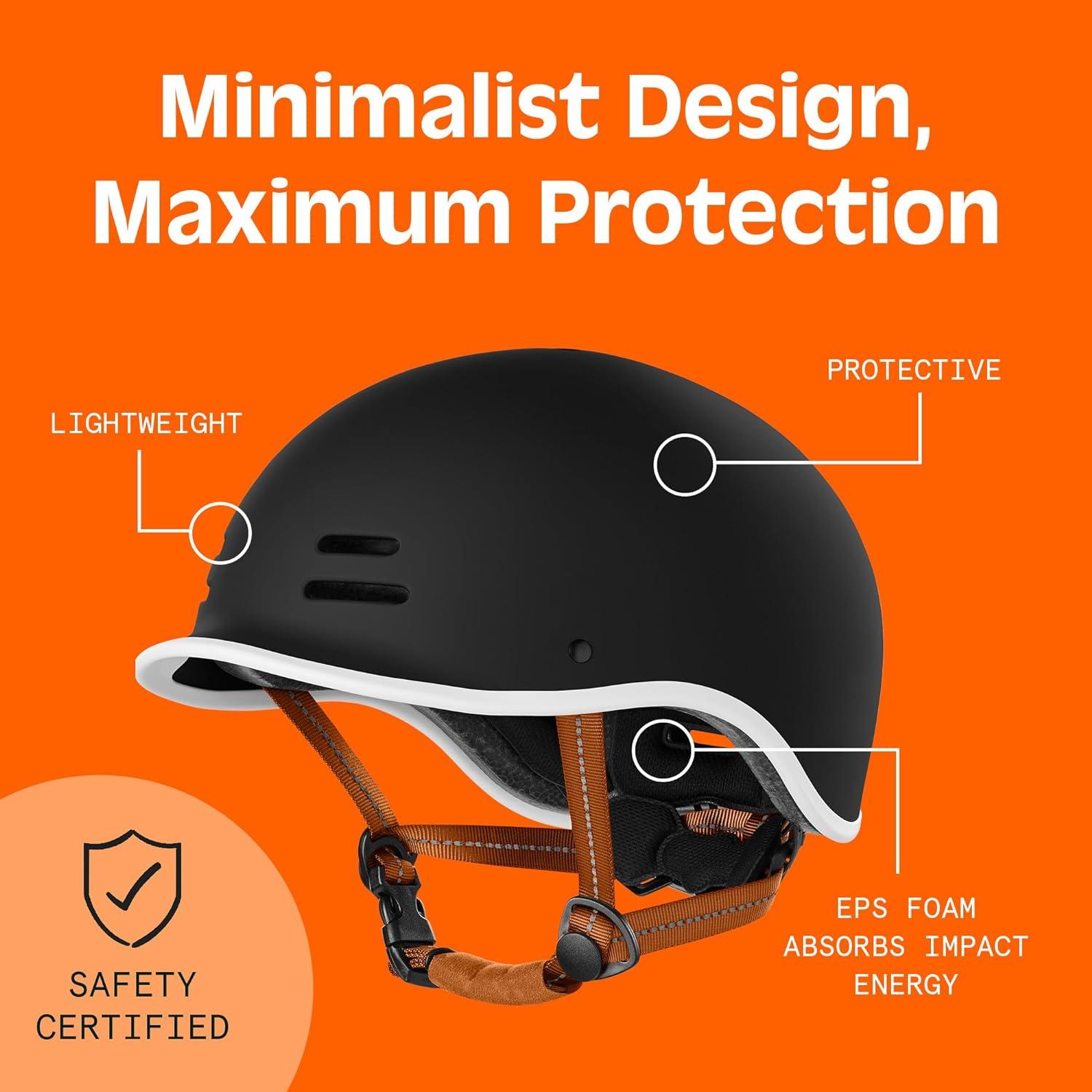 Retrospec Remi Adult Bike Helmet for Men & Women – Bicycle Helmet for Commuting, Road Biking, Skating with Adjustable Dial(Matte Black With Adjustable Dial)