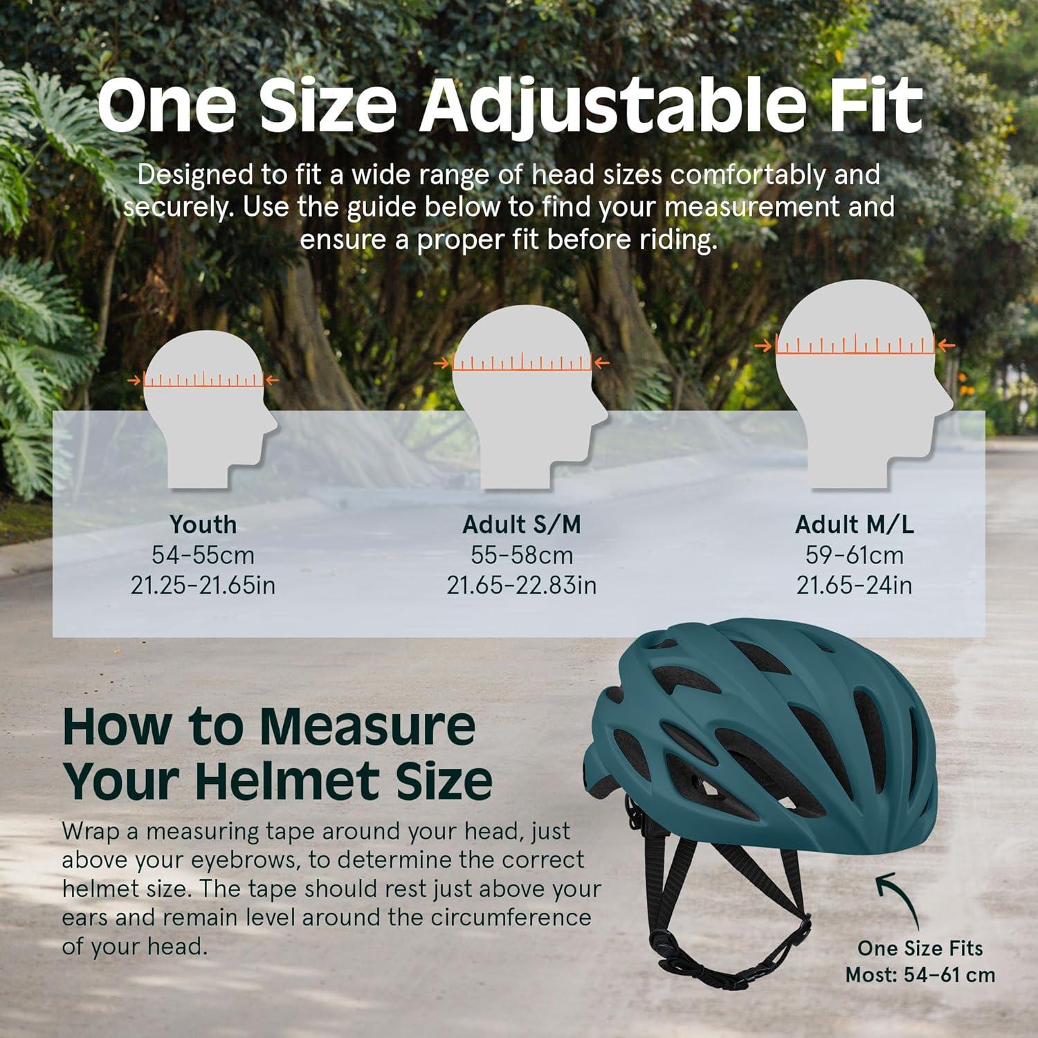 Retrospec Silas Road Bike Helmet with 24 Air Vents & Built-in LED Safety Light – Adjustable Adult Cycling Protection 54-61cm – Padded & Lightweight Design(Matte Superior Blue)