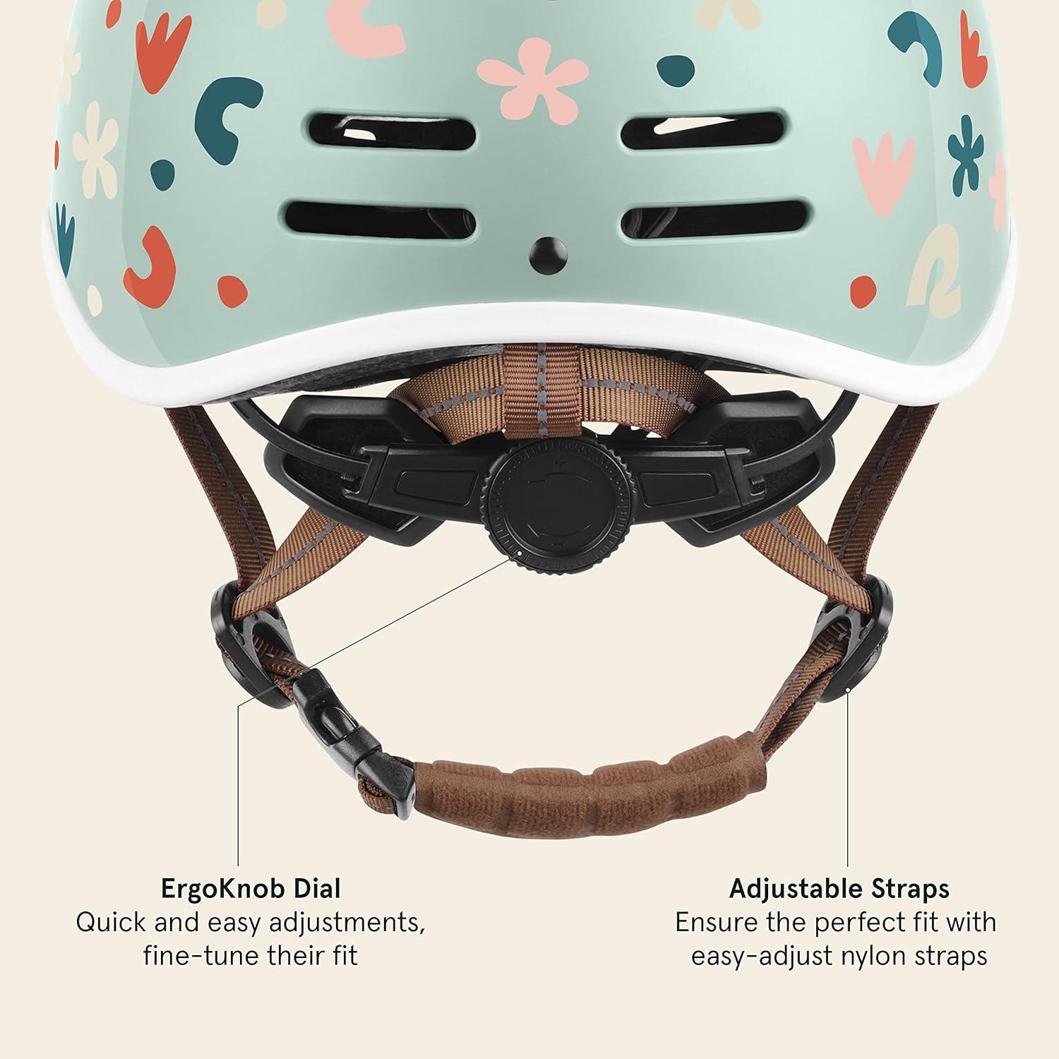 Retrospec Remi Kids Bike Helmet with Built-in Sun Visor – Adjustable Youth & Toddler Safety Gear for Cycling, Skating & Scooters – 11 Air Vents, Washable Padding & Reflective Straps(Matcha Bloom)