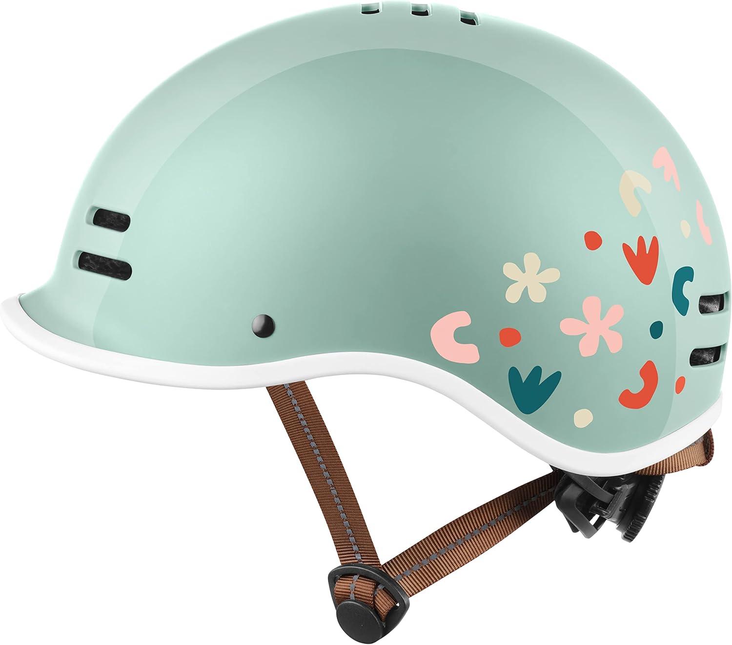 Retrospec Remi Kids Bike Helmet with Built-in Sun Visor – Adjustable Youth & Toddler Safety Gear for Cycling, Skating & Scooters – 11 Air Vents, Washable Padding & Reflective Straps(Matcha Bloom)
