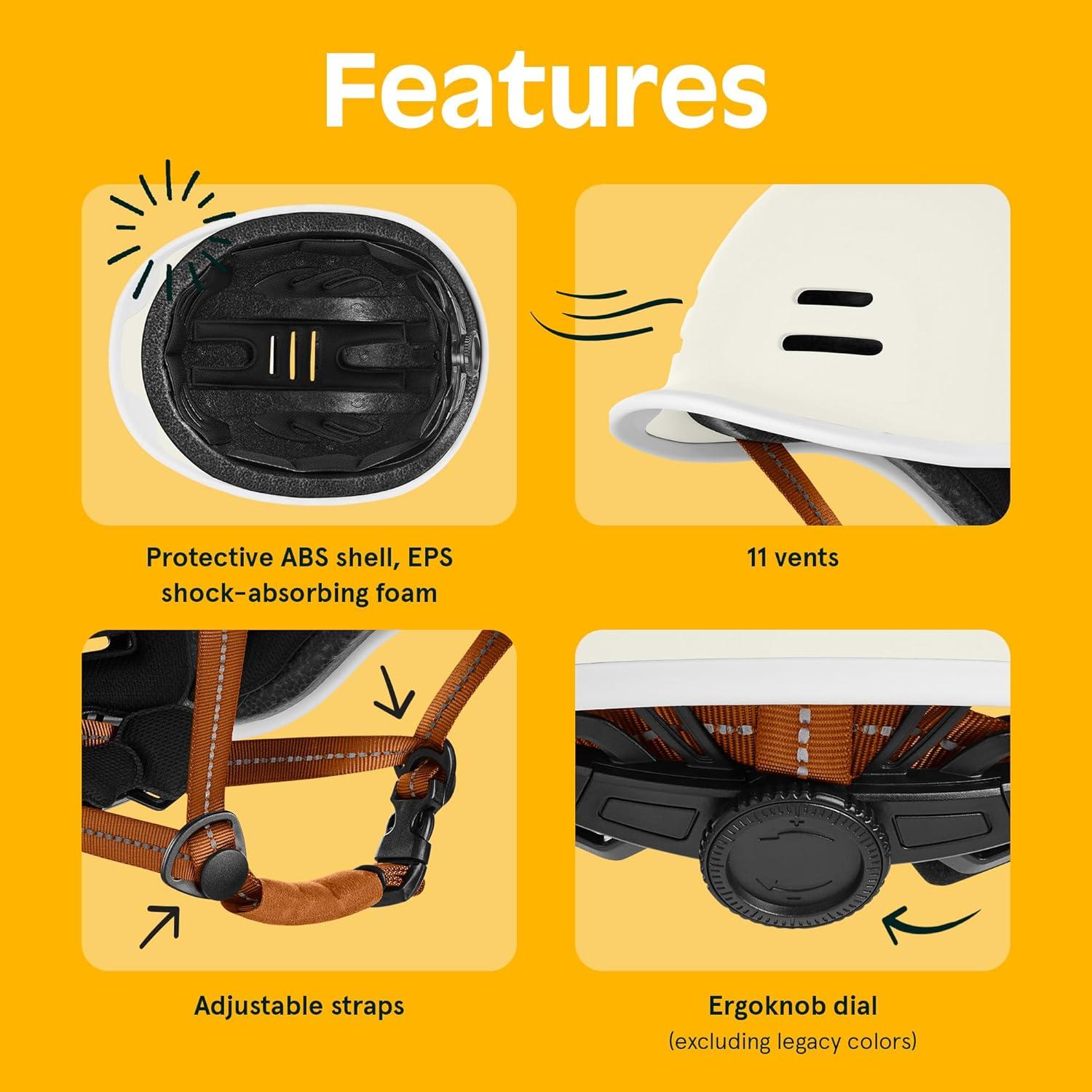 Retrospec Remi Adult Bike Helmet for Men & Women – Bicycle Helmet for Commuting, Road Biking, Skating with Adjustable Dial(Matte Eggshell With Adjustable Dial)