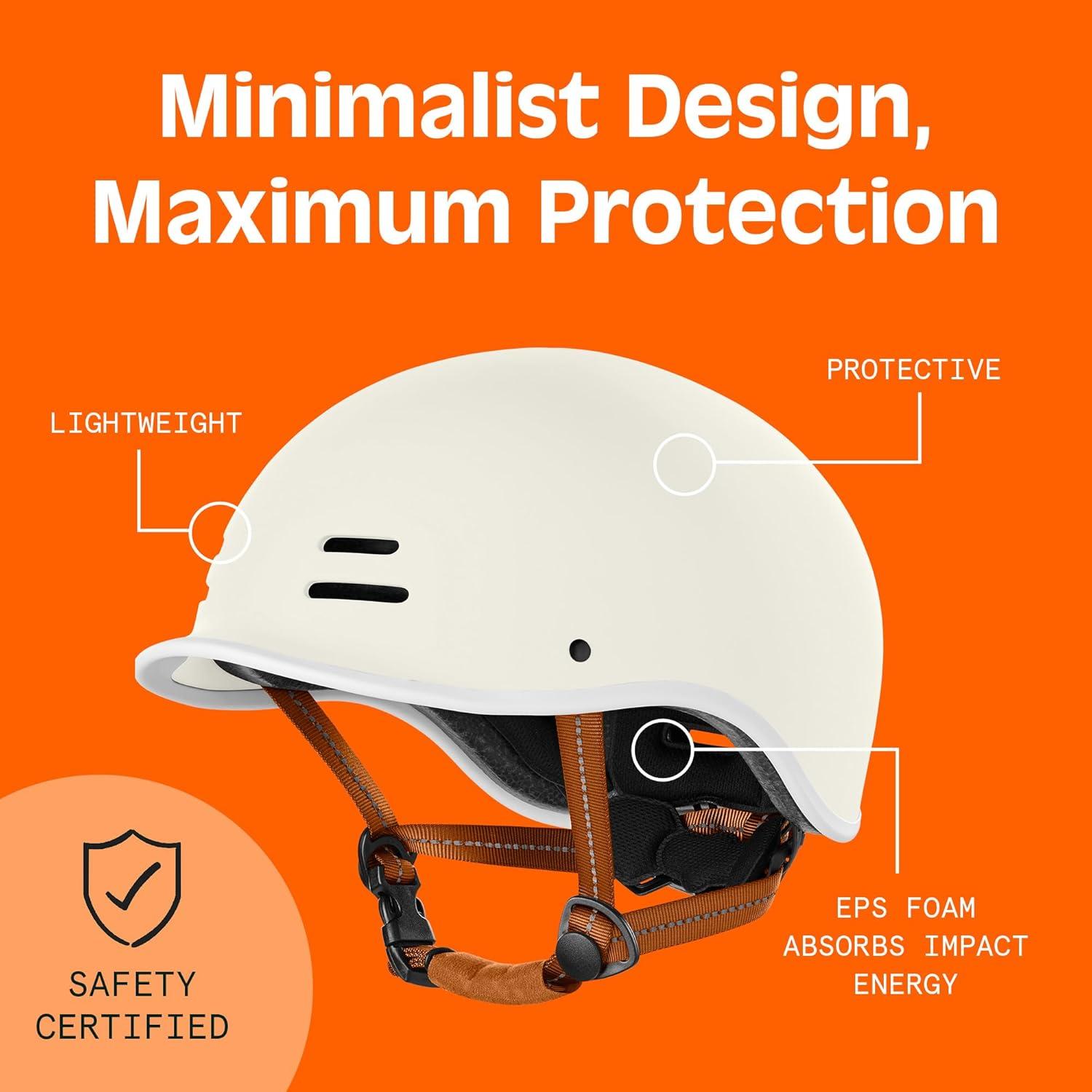 Retrospec Remi Adult Bike Helmet for Men & Women – Bicycle Helmet for Commuting, Road Biking, Skating with Adjustable Dial(Matte Eggshell With Adjustable Dial)