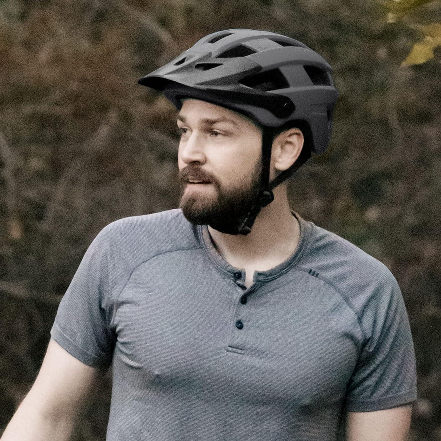 Retrospec Rowan Mountain Bike Helmet with Adjustable ErgoKnob Fit System – 14 Ventilation Ports, Removable Visor & EPS Foam Interior – Lightweight MTB Protection(Matte Stone)