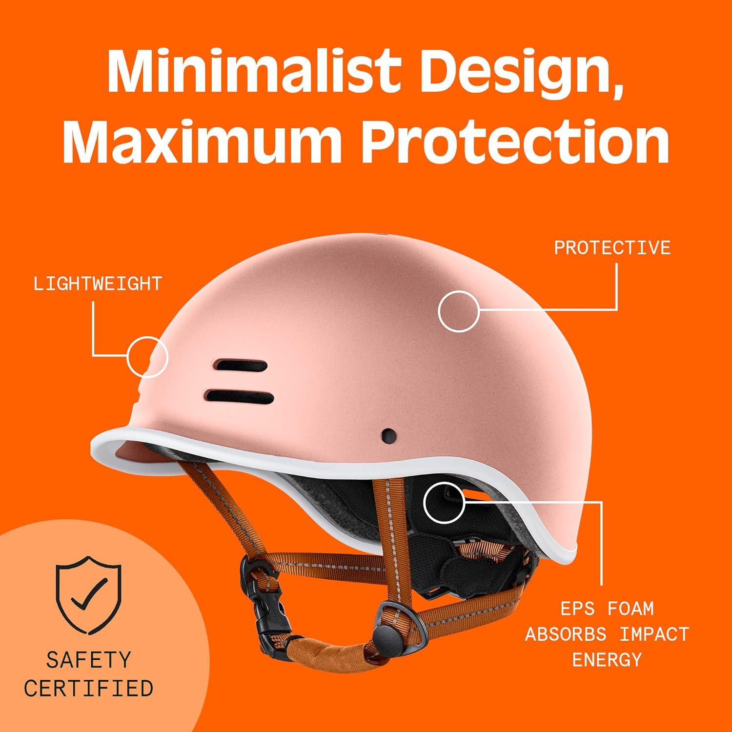 Retrospec Remi Adult Bike Helmet for Men & Women – Bicycle Helmet for Commuting, Road Biking, Skating with Adjustable Dial(Rose Gold With Adjustable Dial)