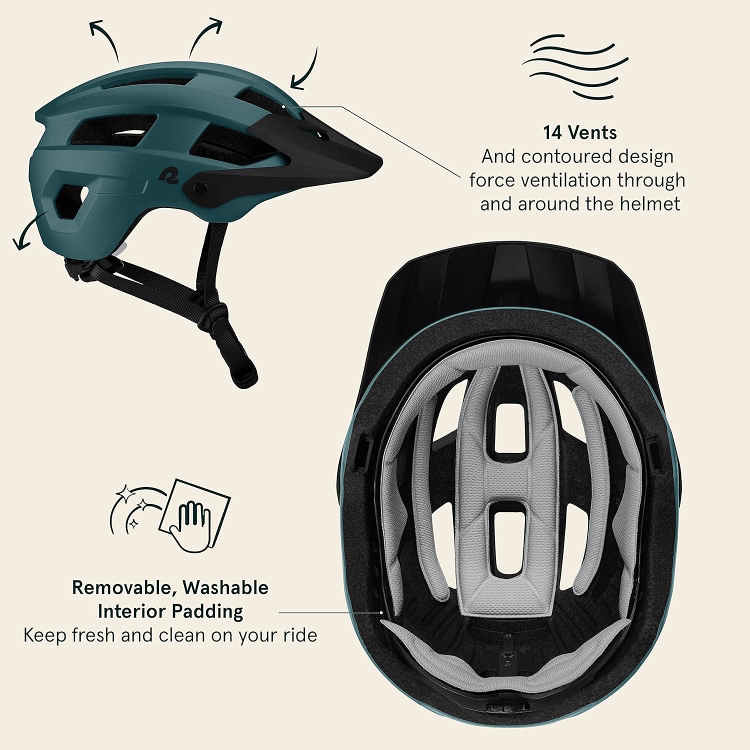 Retrospec Rowan Mountain Bike Helmet with Adjustable ErgoKnob Fit System – 14 Ventilation Ports, Removable Visor & EPS Foam Interior – Lightweight MTB Protection(Superior Blue)