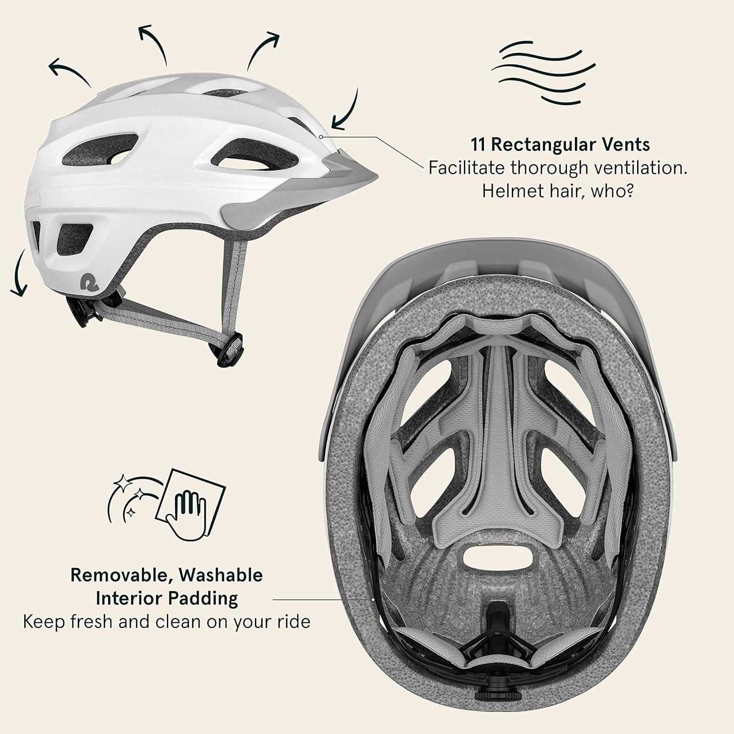 Retrospec Lennon Adult Bike Helmet with LED Safety Light Adjustable Dial & Removable Visor – Adjustable Bicycle Cycling Helmet for Men & Women(Matte White)