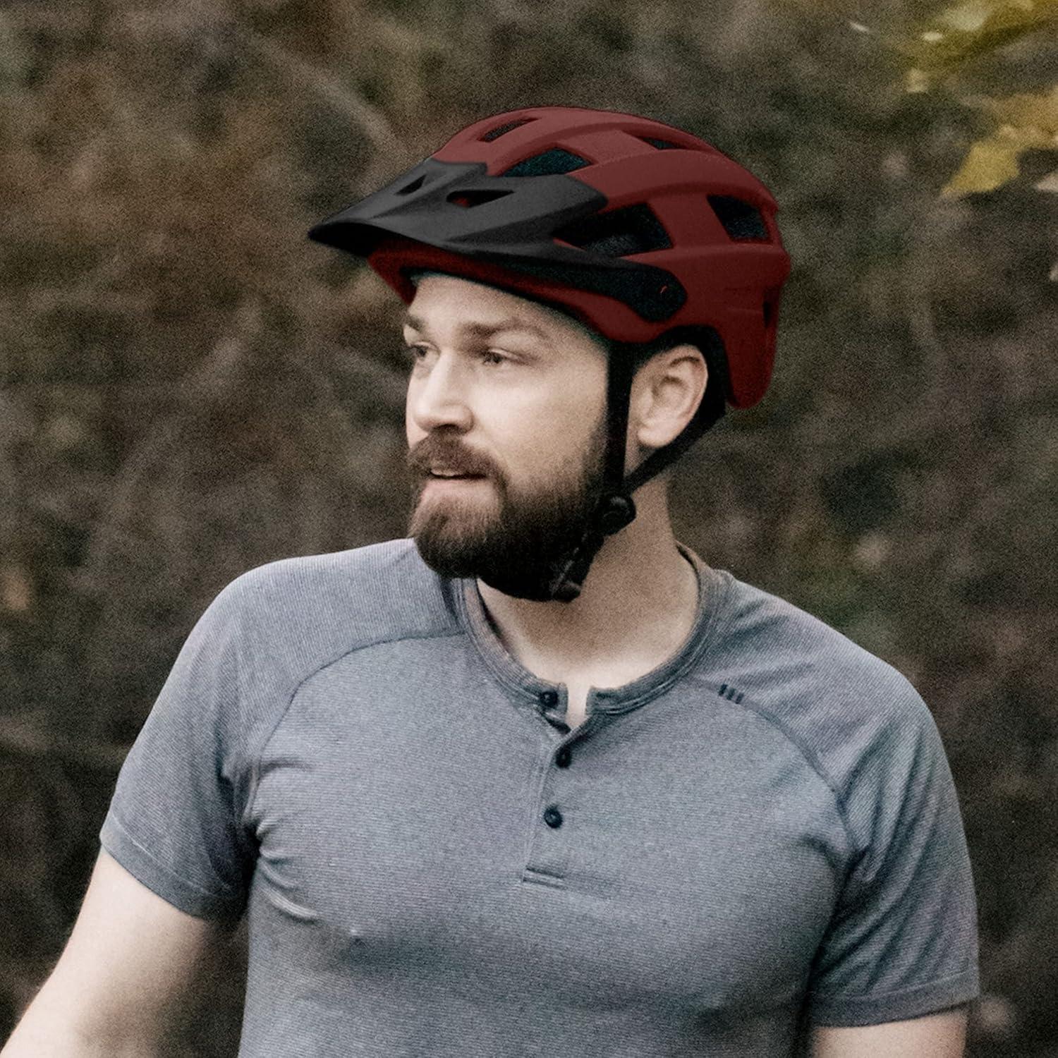 Retrospec Rowan Mountain Bike Helmet with Adjustable ErgoKnob Fit System – 14 Ventilation Ports, Removable Visor & EPS Foam Interior – Lightweight MTB Protection(Matte Adobe)