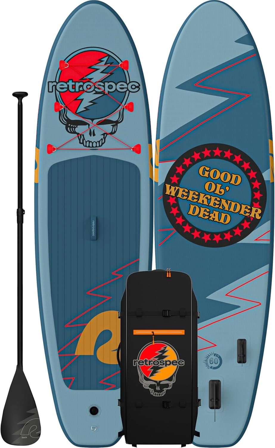 Retrospec Weekender Inflatable Stand Up Paddle Board Includes Paddle, Pump, and Accessories 10’6 Lightweight iSUP, Puncture Resistant Inflatable Paddle Board for Adults(Grateful Dead)