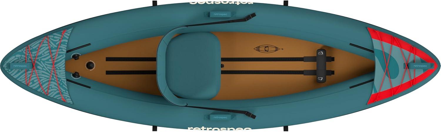 Retrospec Coaster Single & Tandem Inflatable Kayak for Adults, 220 & 440lb Weight Capacity, Lightweight with Paddle & Pump(Aegean Tide)