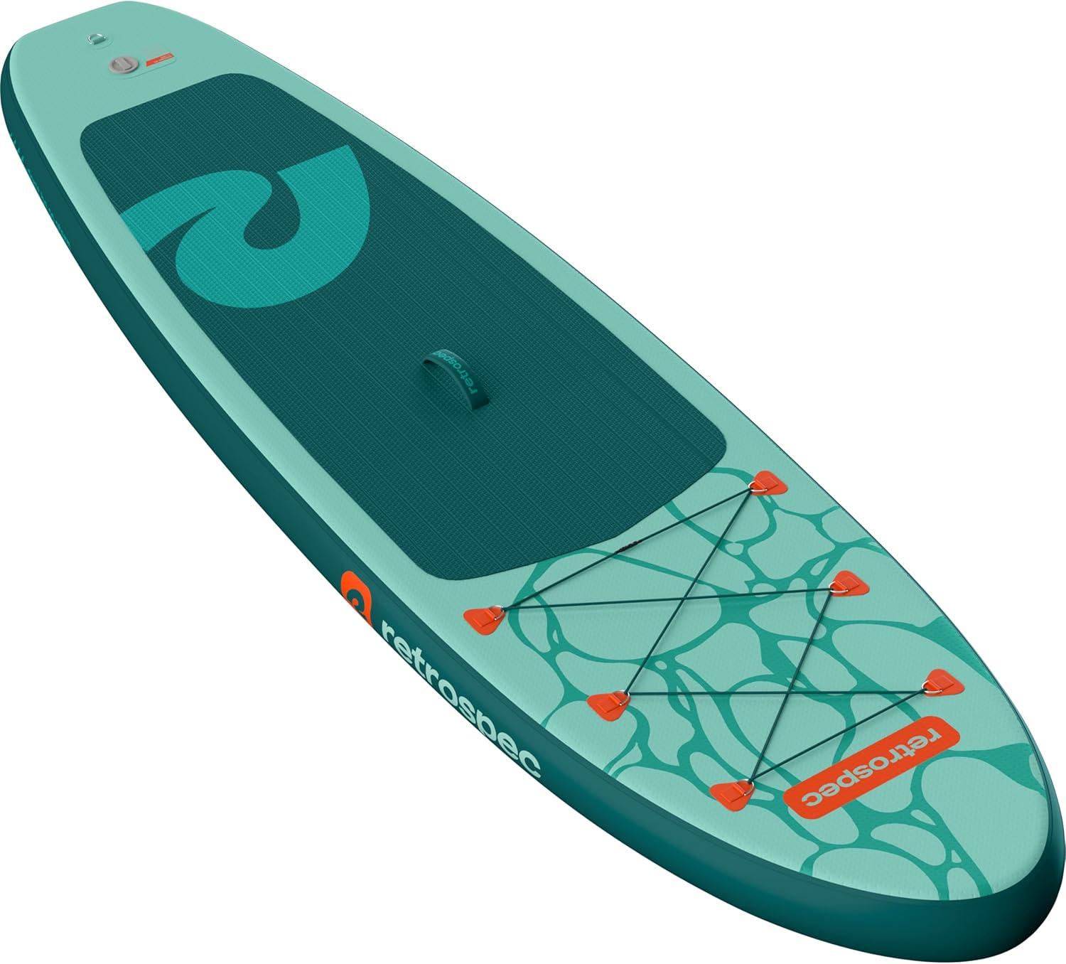 Retrospec Weekender Inflatable Stand Up Paddle Board Includes Paddle, Pump, and Accessories 10’6 Lightweight iSUP, Puncture Resistant Inflatable Paddle Board for Adults(Seafoam Ripple)