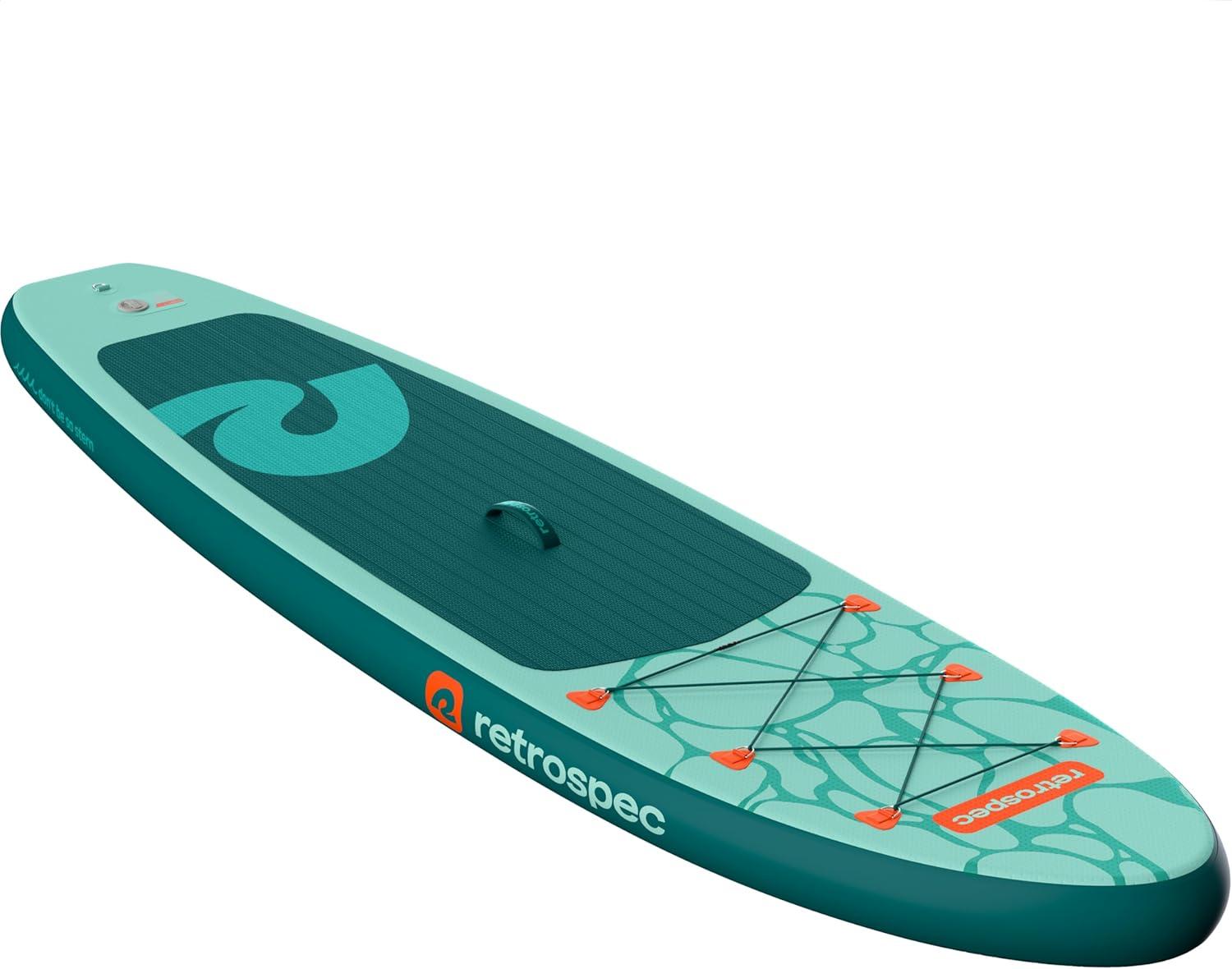 Retrospec Weekender Inflatable Stand Up Paddle Board Includes Paddle, Pump, and Accessories 10’6 Lightweight iSUP, Puncture Resistant Inflatable Paddle Board for Adults(Seafoam Ripple)