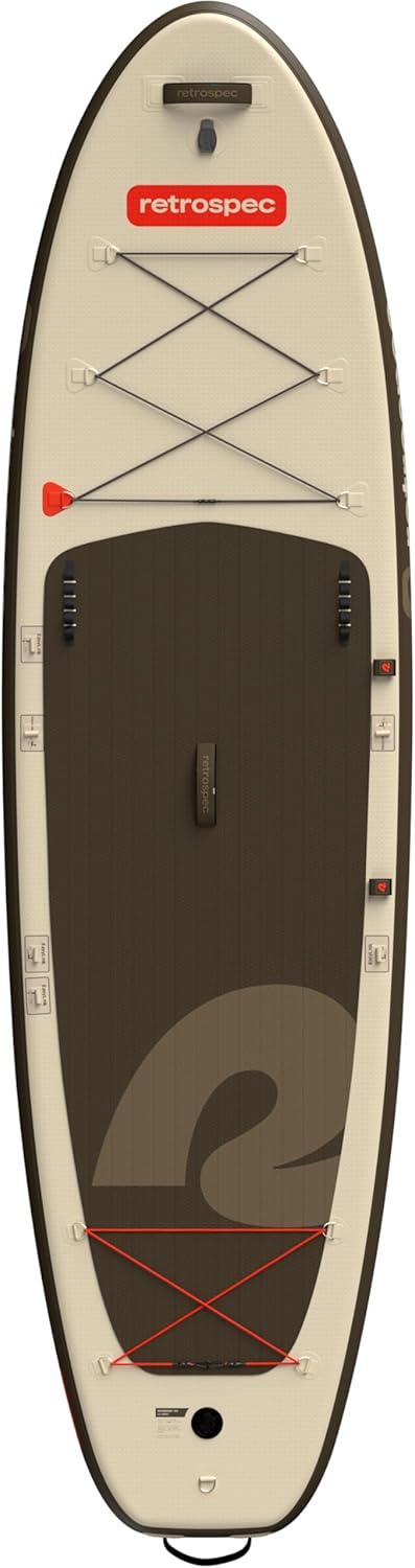 Retrospec Weekender Plus 10′ Inflatable Stand Up Paddleboard Double Layer PVC iSUP Bundle w/Carrying case, 3 Piece Adjustable Aluminum Paddle, 3 Removable fins, Pump, and Cell Phone case(Bonsai Camo)