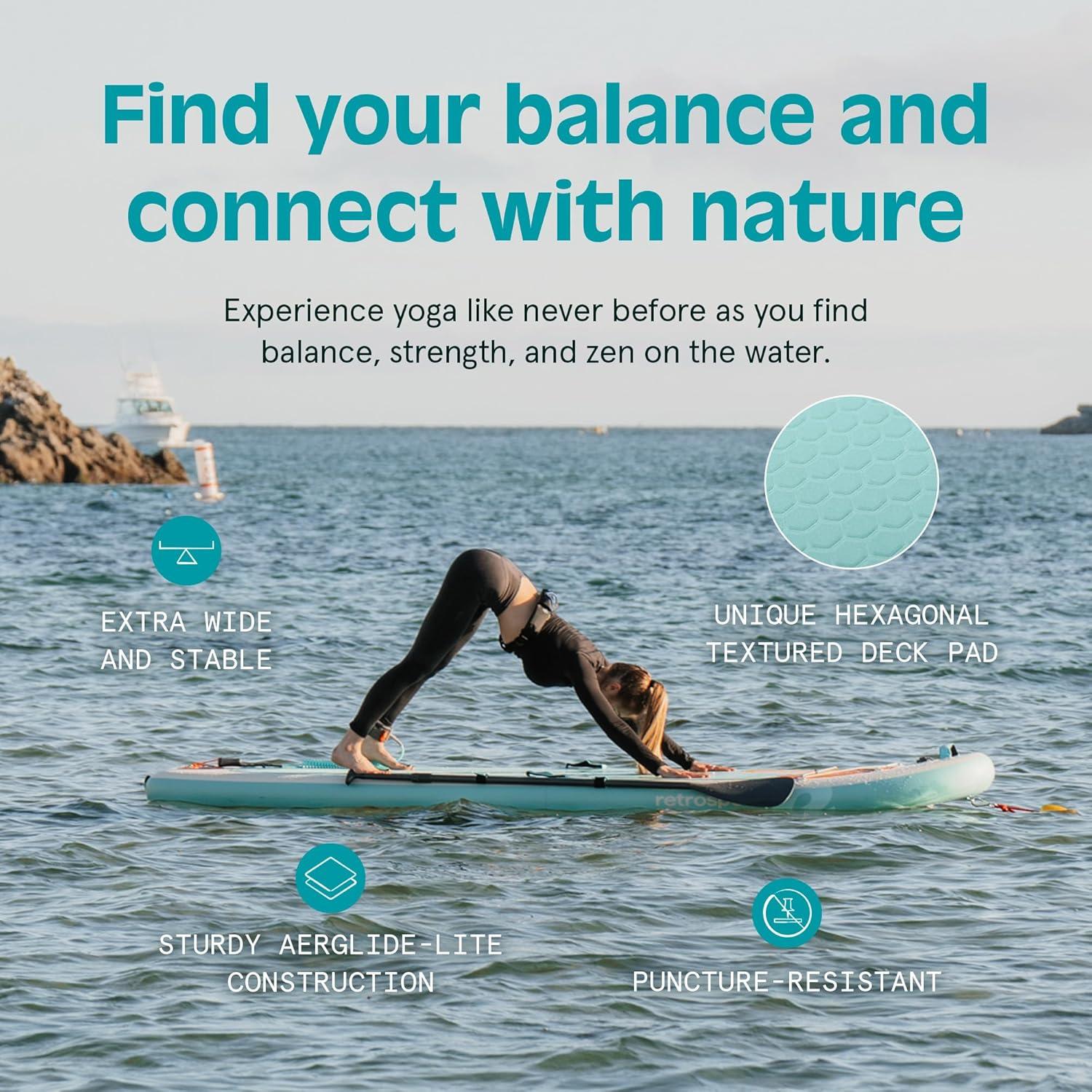 Retrospec Weekender Yogi 10’8 Extra Wide Yoga Paddle Board with Pump and Accessories, Non-Slip, Puncture Resistant, Lightweight iSUP Inflatable Paddle Board
