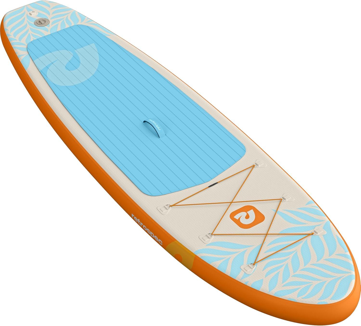 Retrospec Weekender Inflatable Stand Up Paddle Board Includes Paddle, Pump, and Accessories 10’6 Lightweight iSUP, Puncture Resistant Inflatable Paddle Board for Adults(Creamsicle)